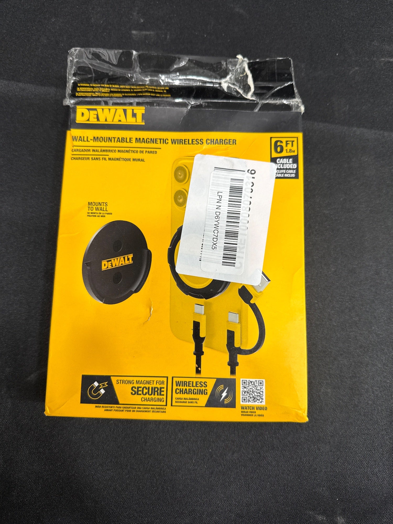 DeWalt Wall-Mount Magnetic Wireless Charger MagSafe 15W 6ft Cable