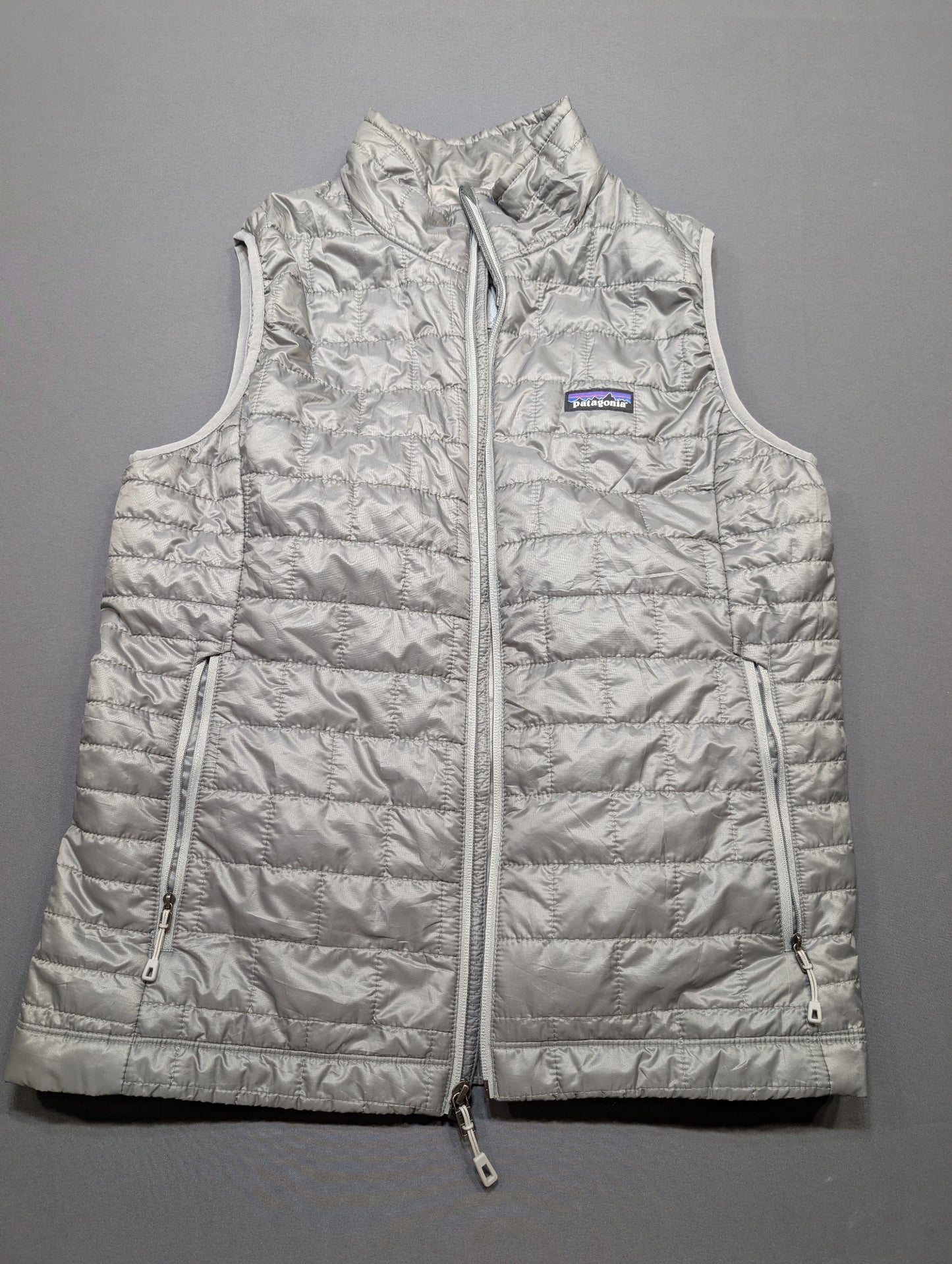 Patagonia Nano Puff Vest Women's Large Light Gray Quilted Insulated