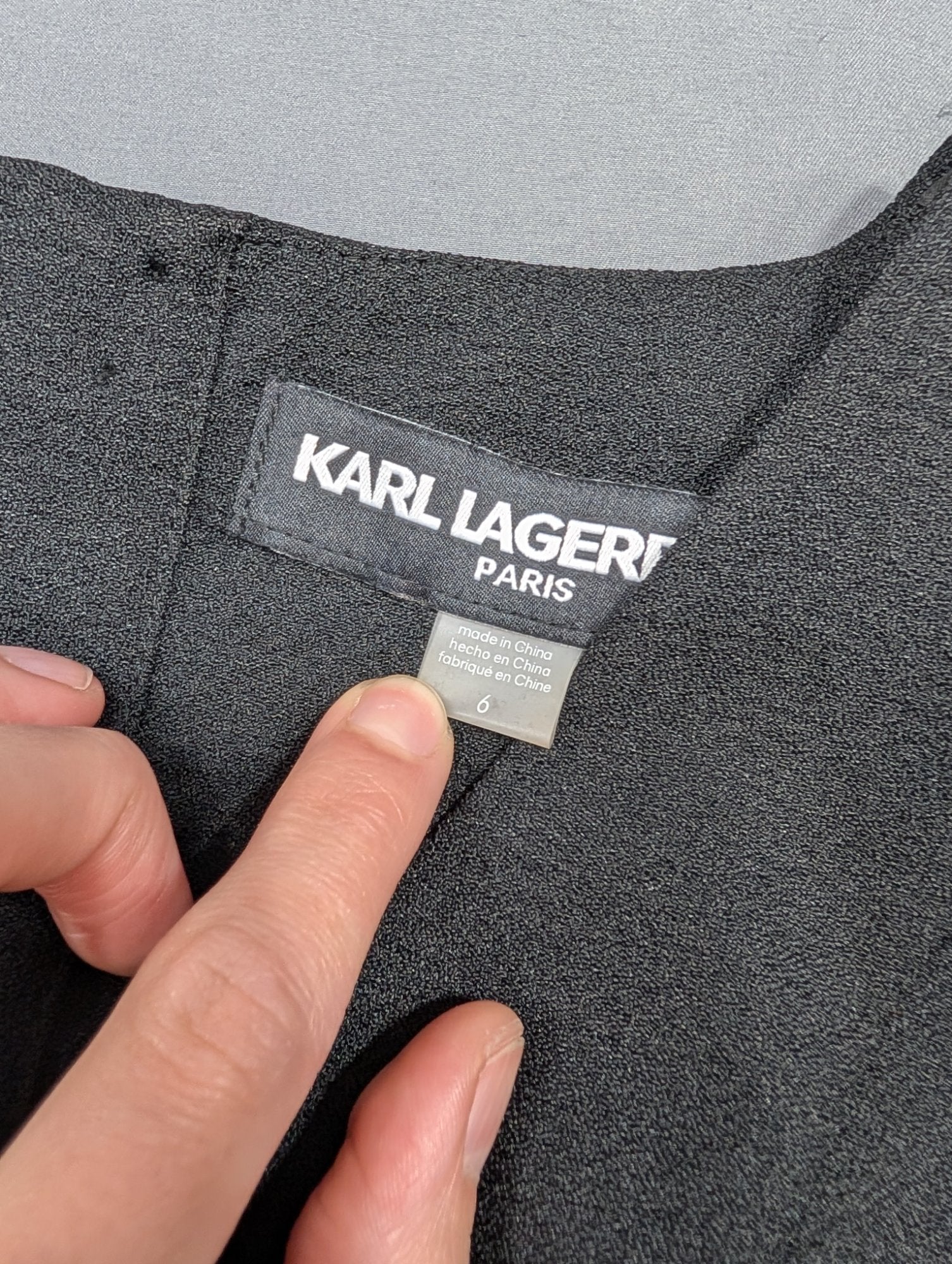 Karl Lagerfeld Paris Black Jumpsuit Size 6 Pearl Buttons Belt