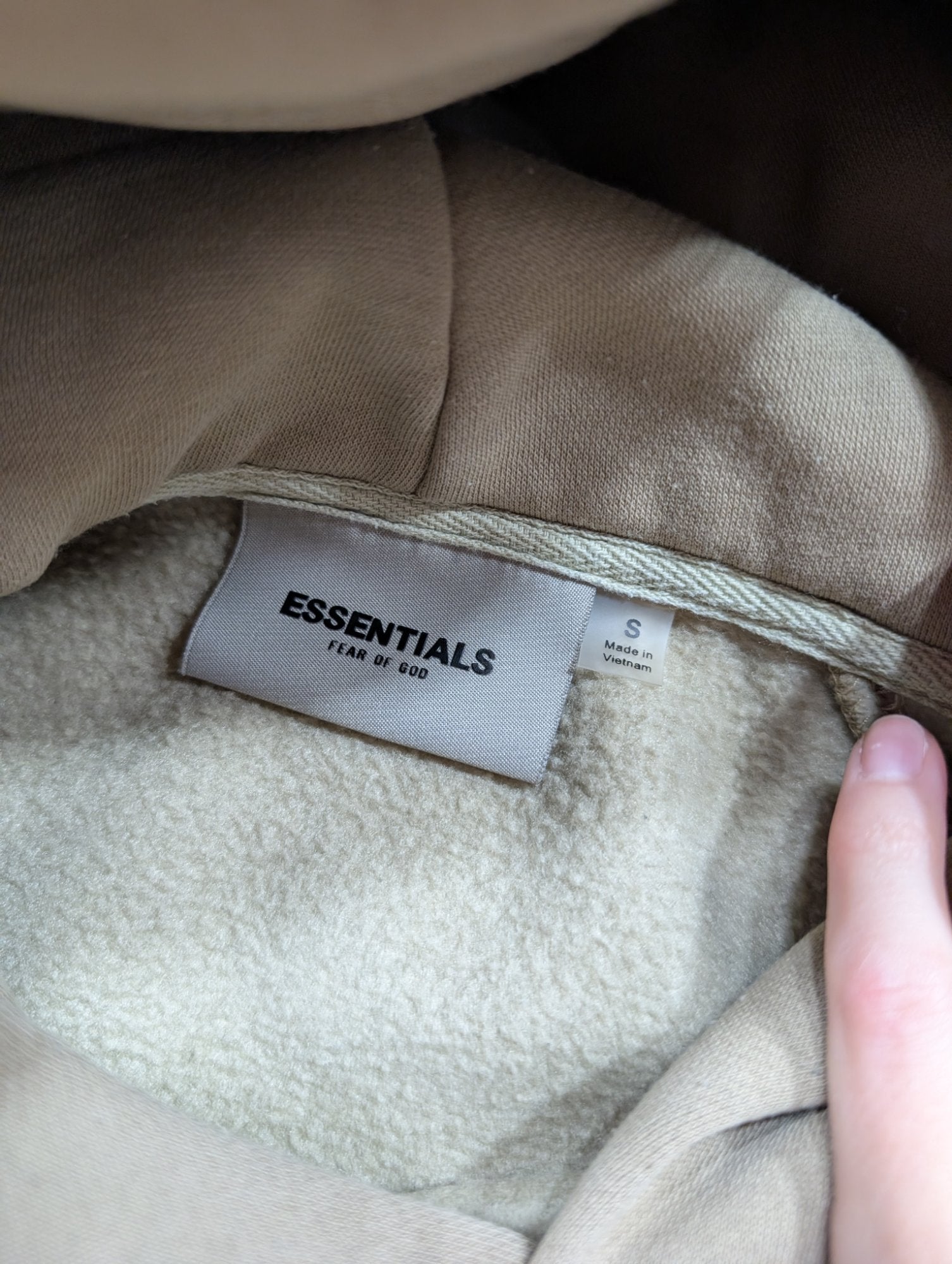 Fear of God Essentials Hoodie Tan/Sand Pullover Sweatshirt Size S