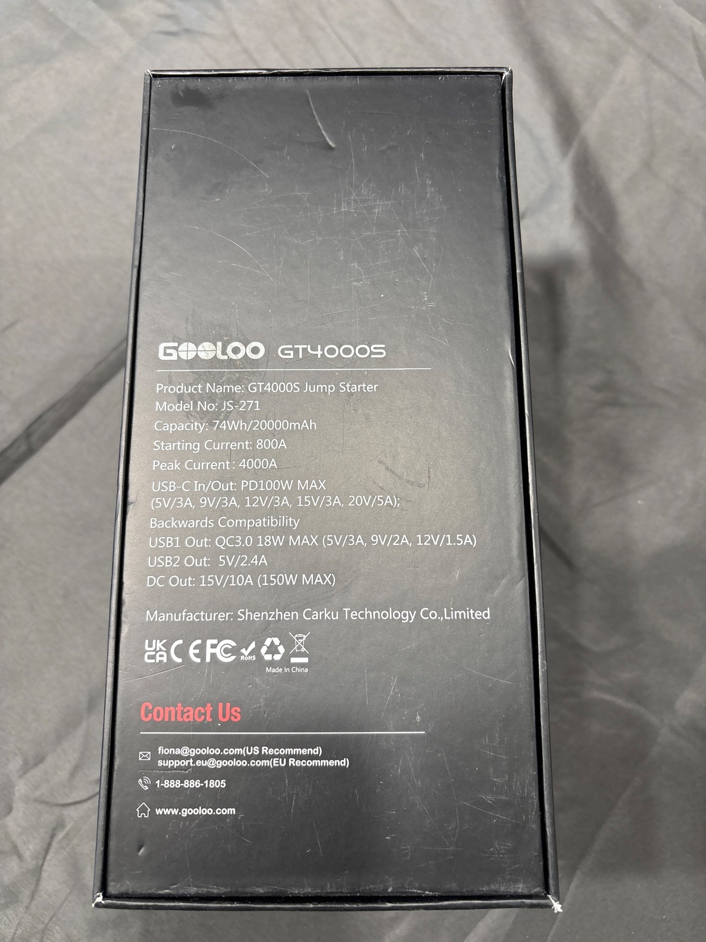 GOOLOO GT4000S 4000A Peak Jump Starter 20000mAh PD100W Power Bank