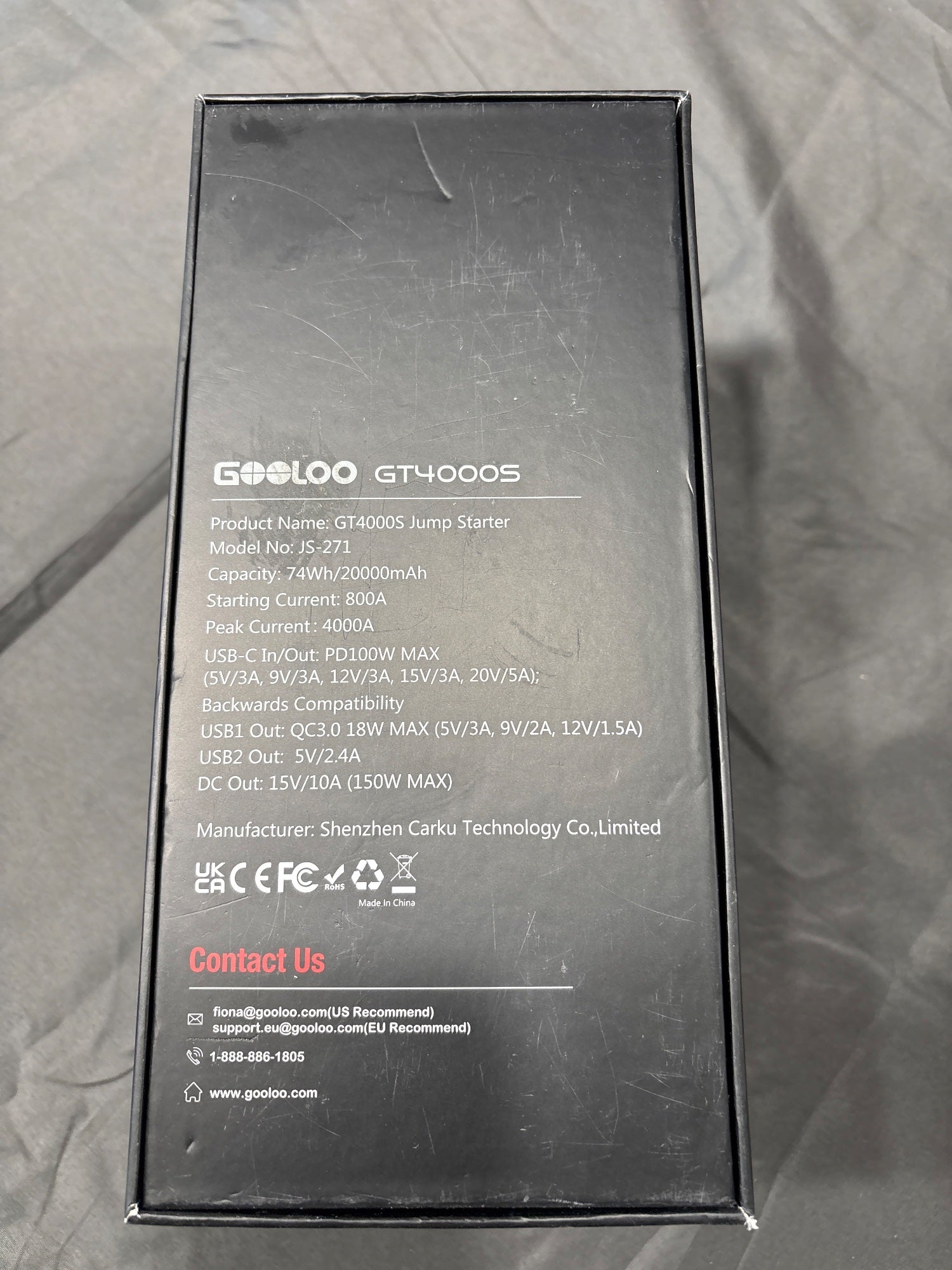 GOOLOO GT4000S 4000A Peak Jump Starter 20000mAh PD100W Power Bank