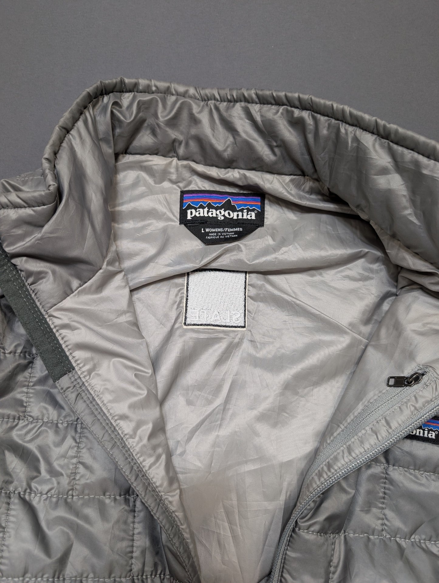 Patagonia Nano Puff Vest Women's Large Light Gray Quilted Insulated