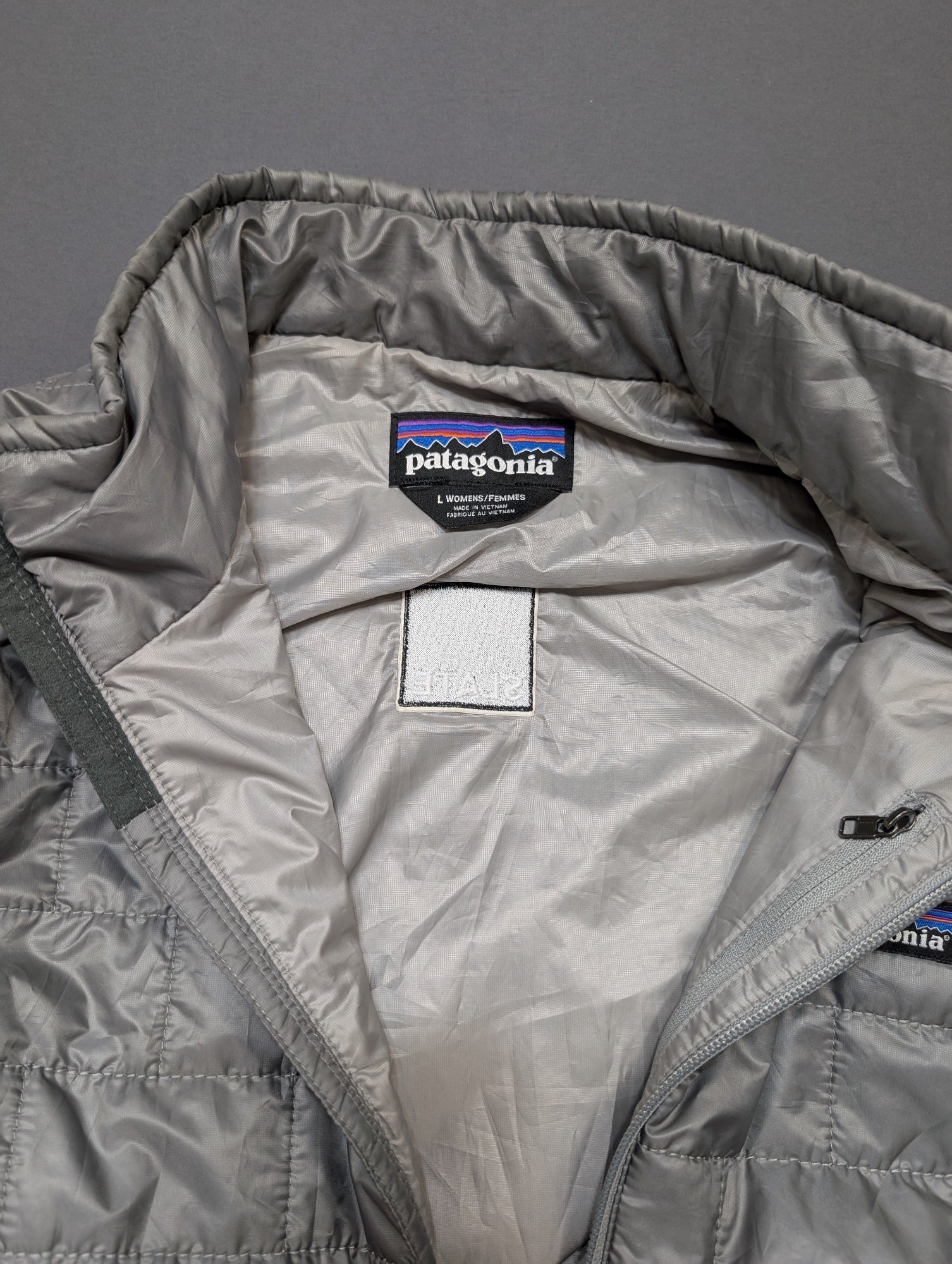 Patagonia Nano Puff Vest Women's Large Light Gray Quilted Insulated