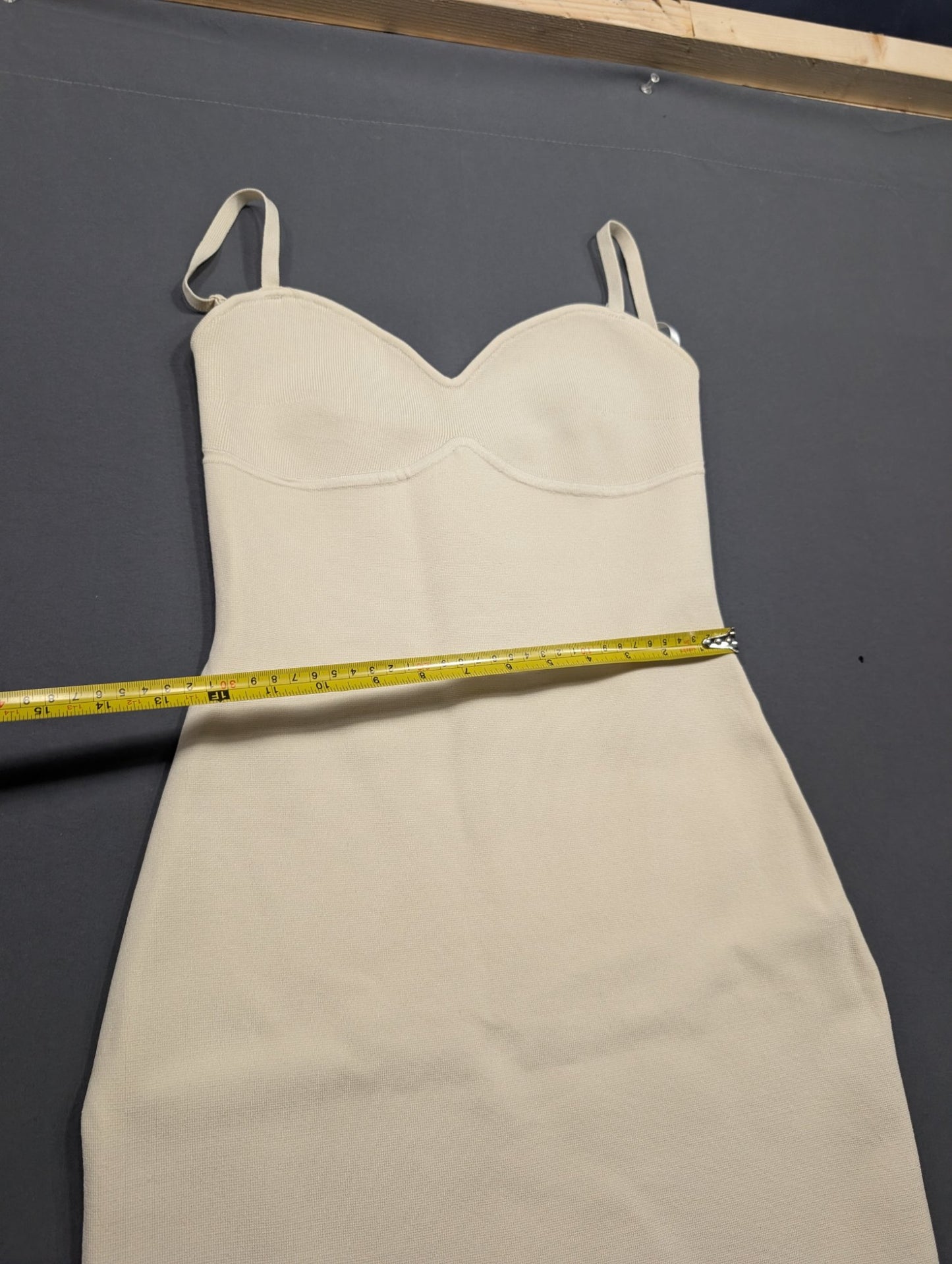 Babaton Cream Bustier Bodycon Midi Dress Size S Spaghetti Strap