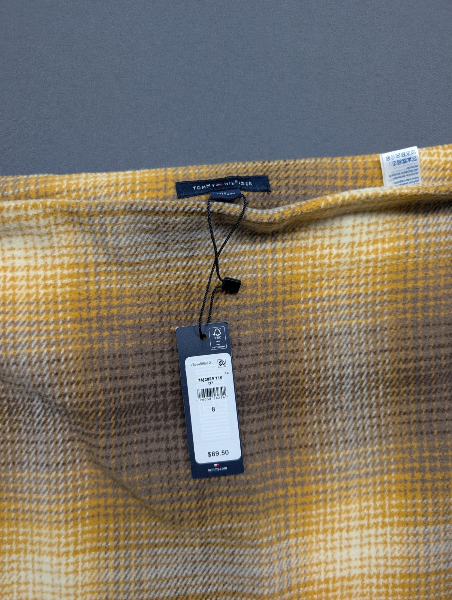 Tommy Hilfiger Plaid Wool Mini Skirt Yellow Brown NWT Sz 8