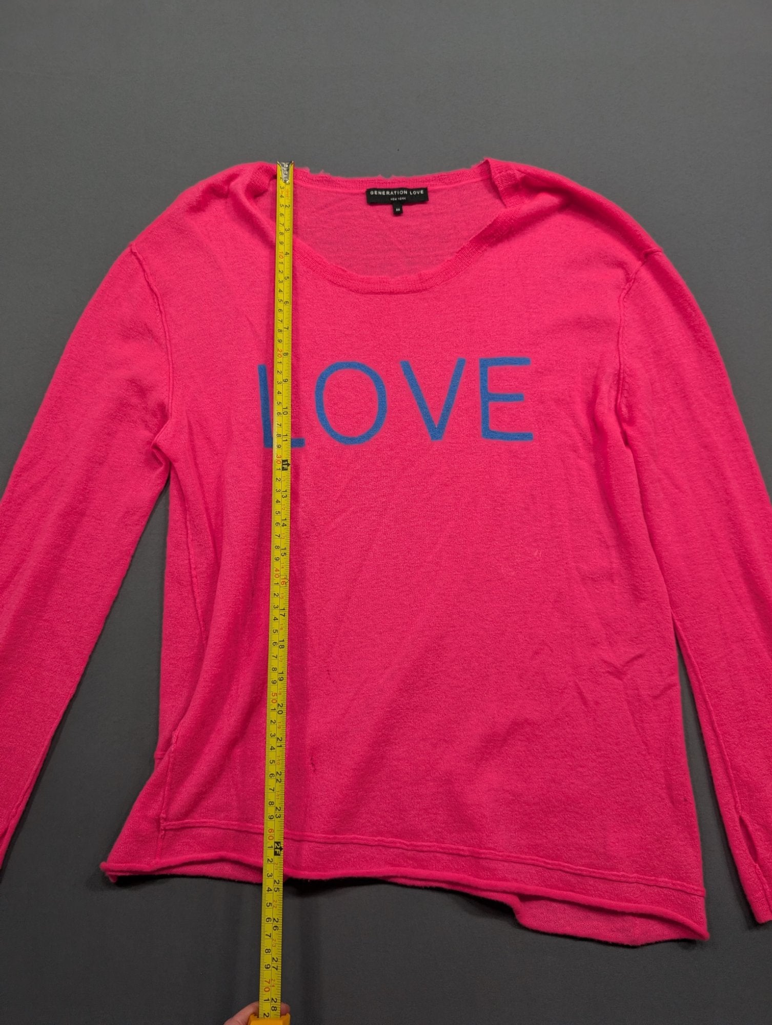 Generation Love NY Women's Pink LOVE Knit Long Sleeve Top M