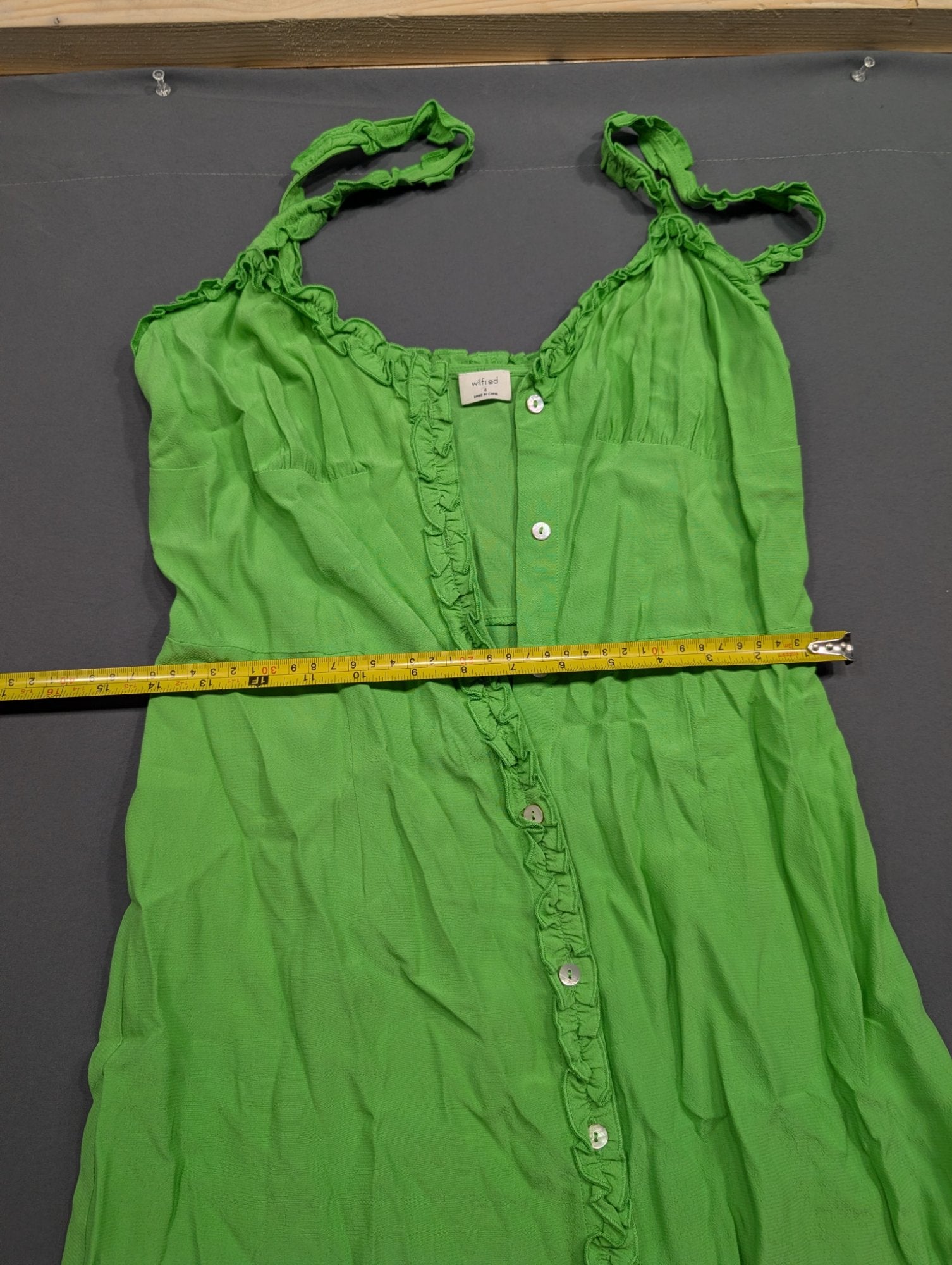 Wilfred Green Ruffle Button-Front Midi Dress Size 4 Sundress