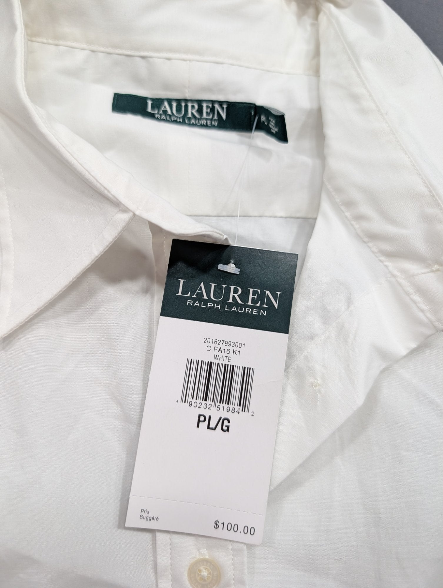 Lauren Ralph Lauren Petite Stretch Cotton Button-Down Shirt White PL/G