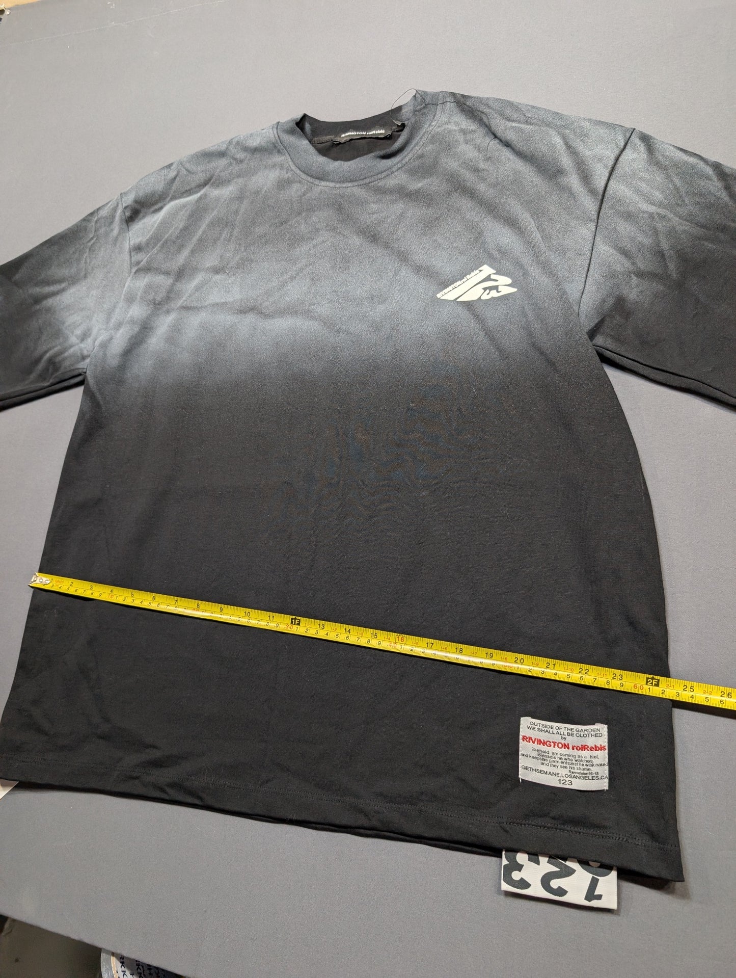 Rivington Roi Rebis Gymgno T-Shirt Gradient Dye Large Black Gray