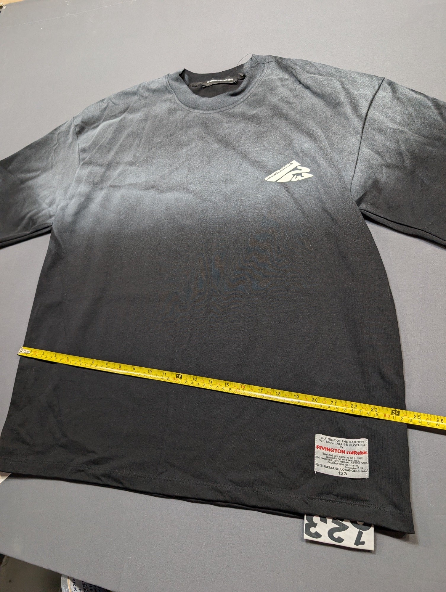 Rivington Roi Rebis Gymgno T-Shirt Gradient Dye Large Black Gray