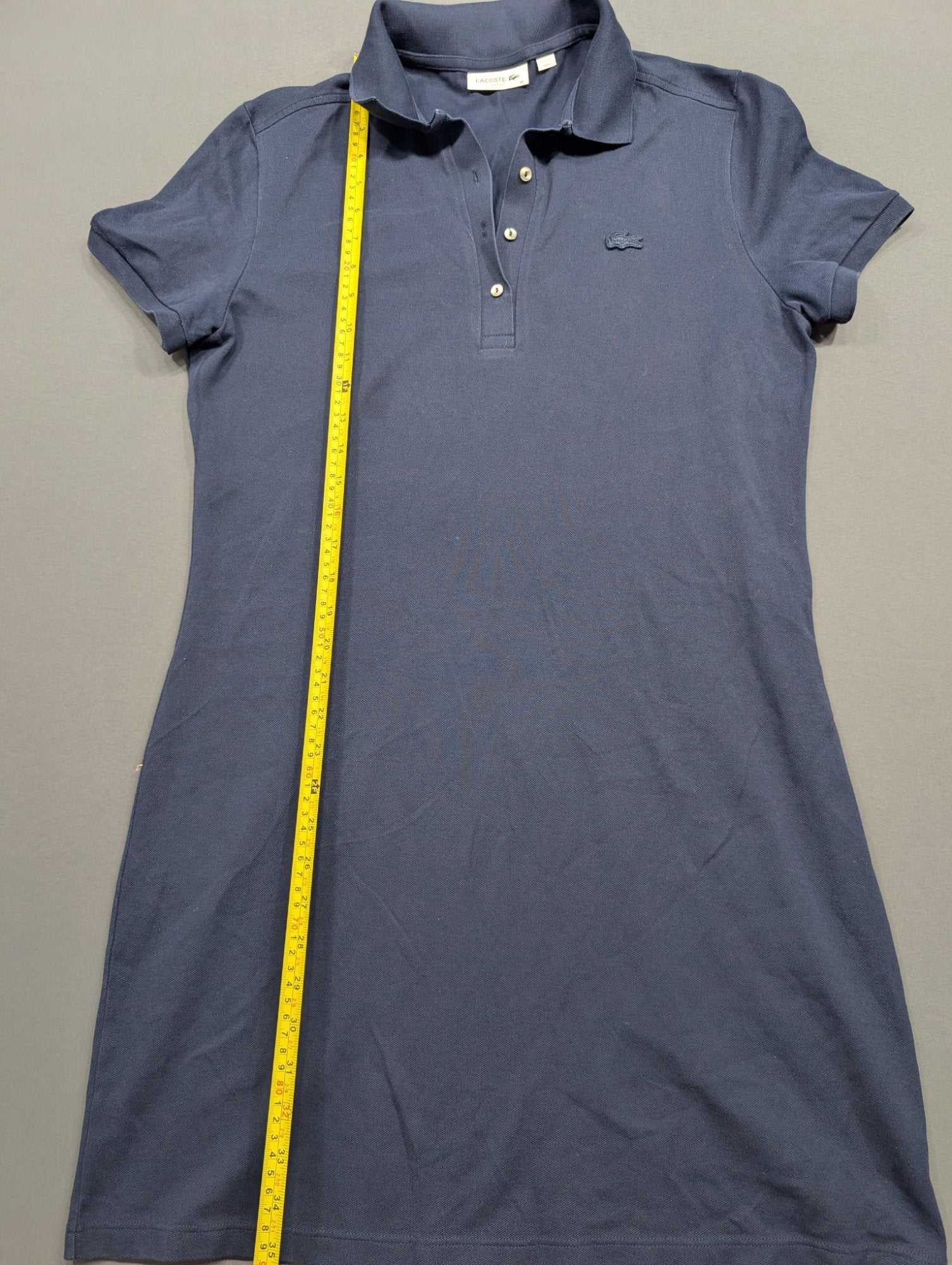 Lacoste Slim Fit Navy Polo Dress Size 44 Short Sleeve Piqué