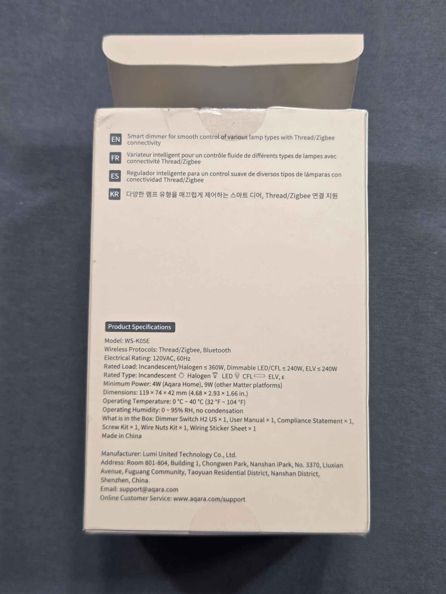 Aqara Dimmer Switch H2 US Smart Dimmer Thread/Zigbee WS-K05E