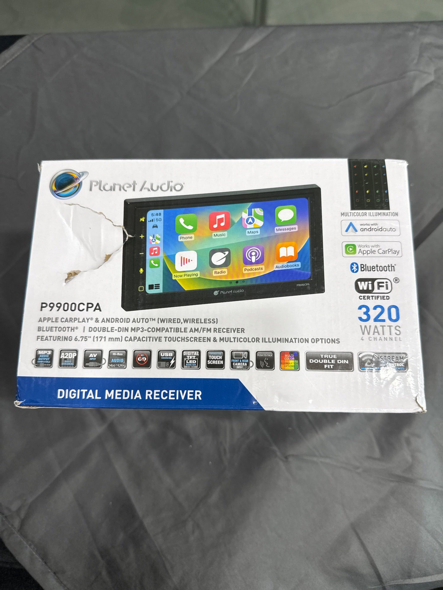 Planet Audio P9900CPA Double DIN CarPlay Android Auto Car Stereo 6.75"