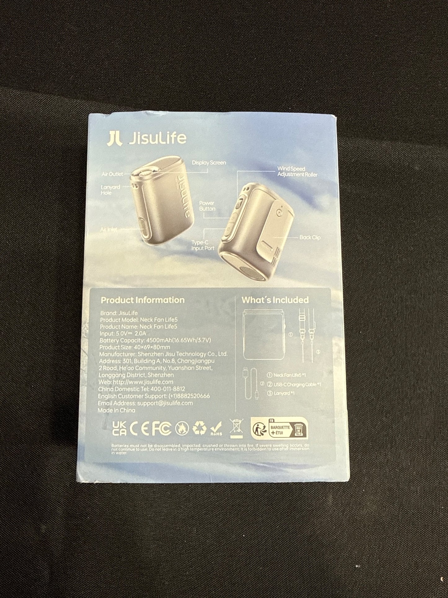 JisuLife Neck Fan Life5 Portable Wearable Bladeless Fan 4500mAh