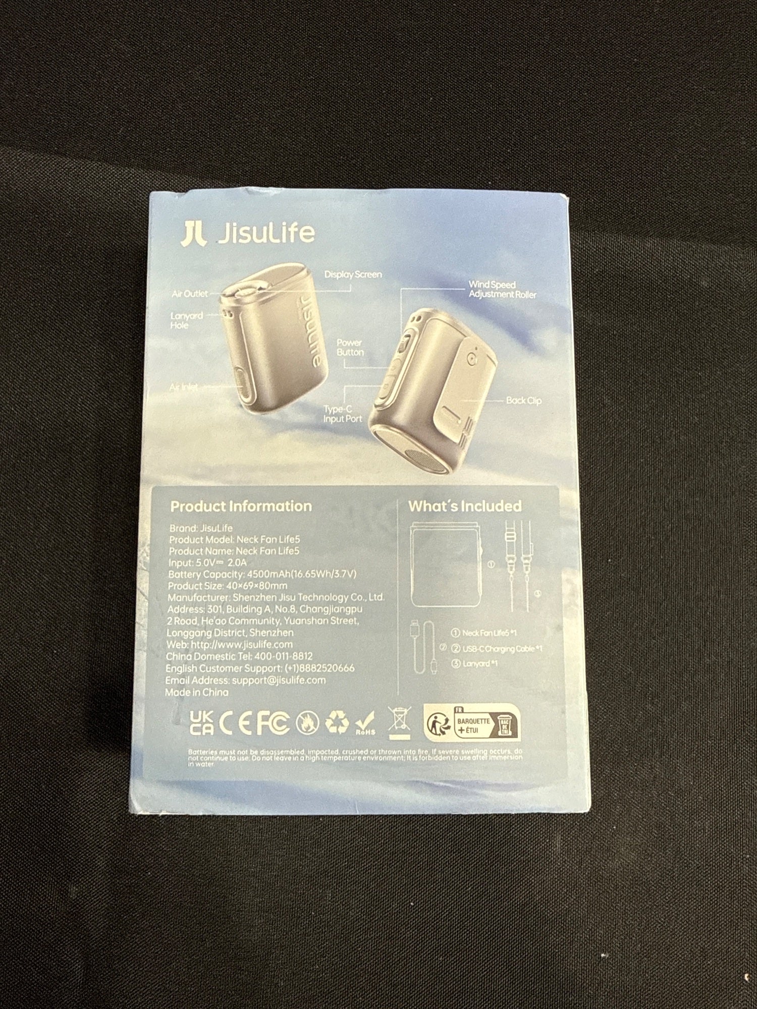 JisuLife Neck Fan Life5 Portable Wearable Bladeless Fan 4500mAh