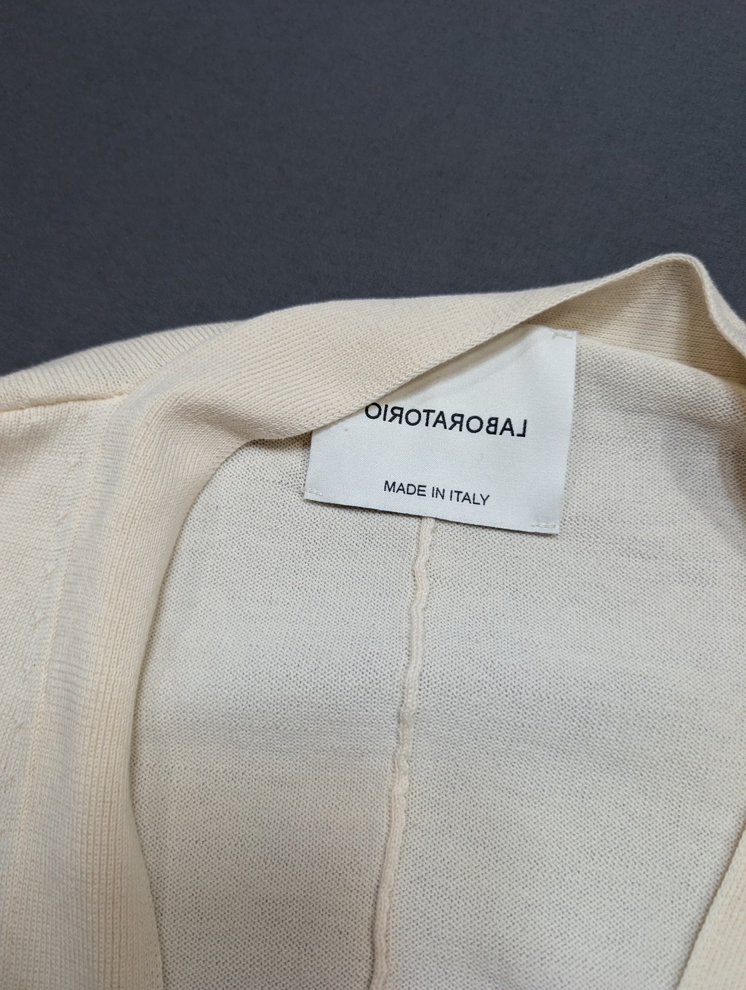 Laboratorio Women's Cotton Knit Cardigan Cream V-Neck Button XS Italy