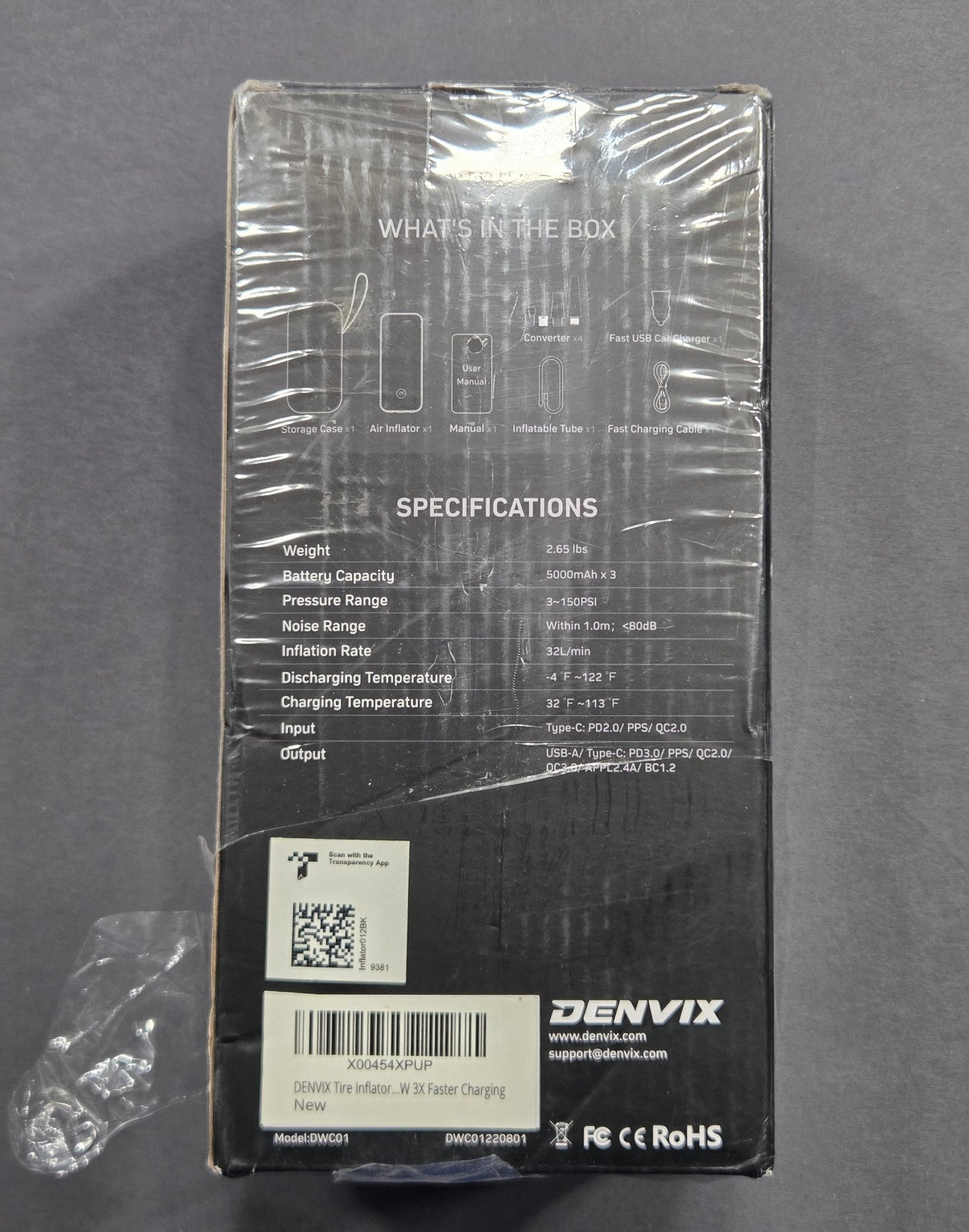 Denvix DWC01 Portable Air Inflator Tire Pump 150PSI 32L/min 15000mAh