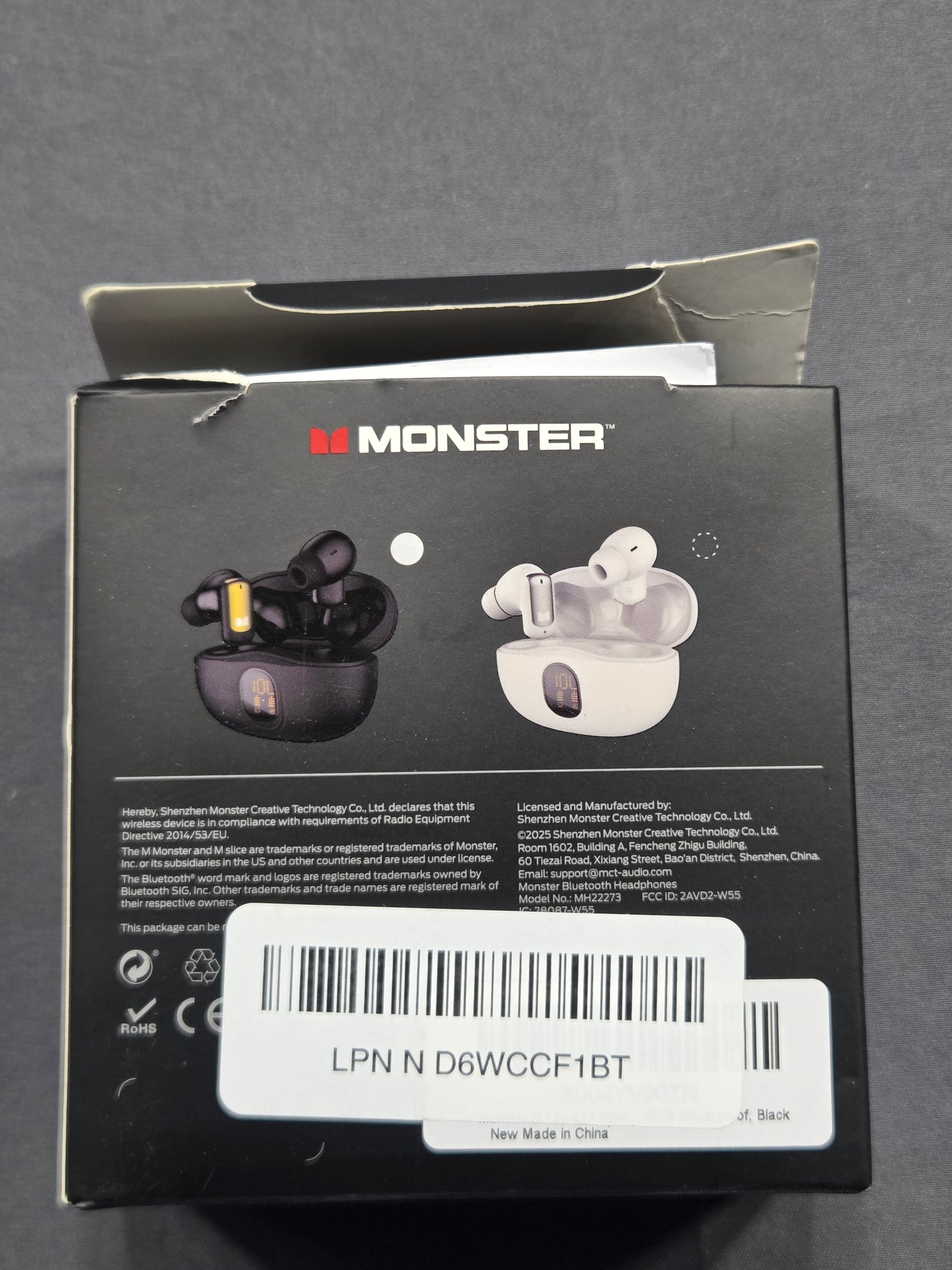 Monster N-Lite 217 Wireless Bluetooth In-Ear Headphones TWS Earbuds Black