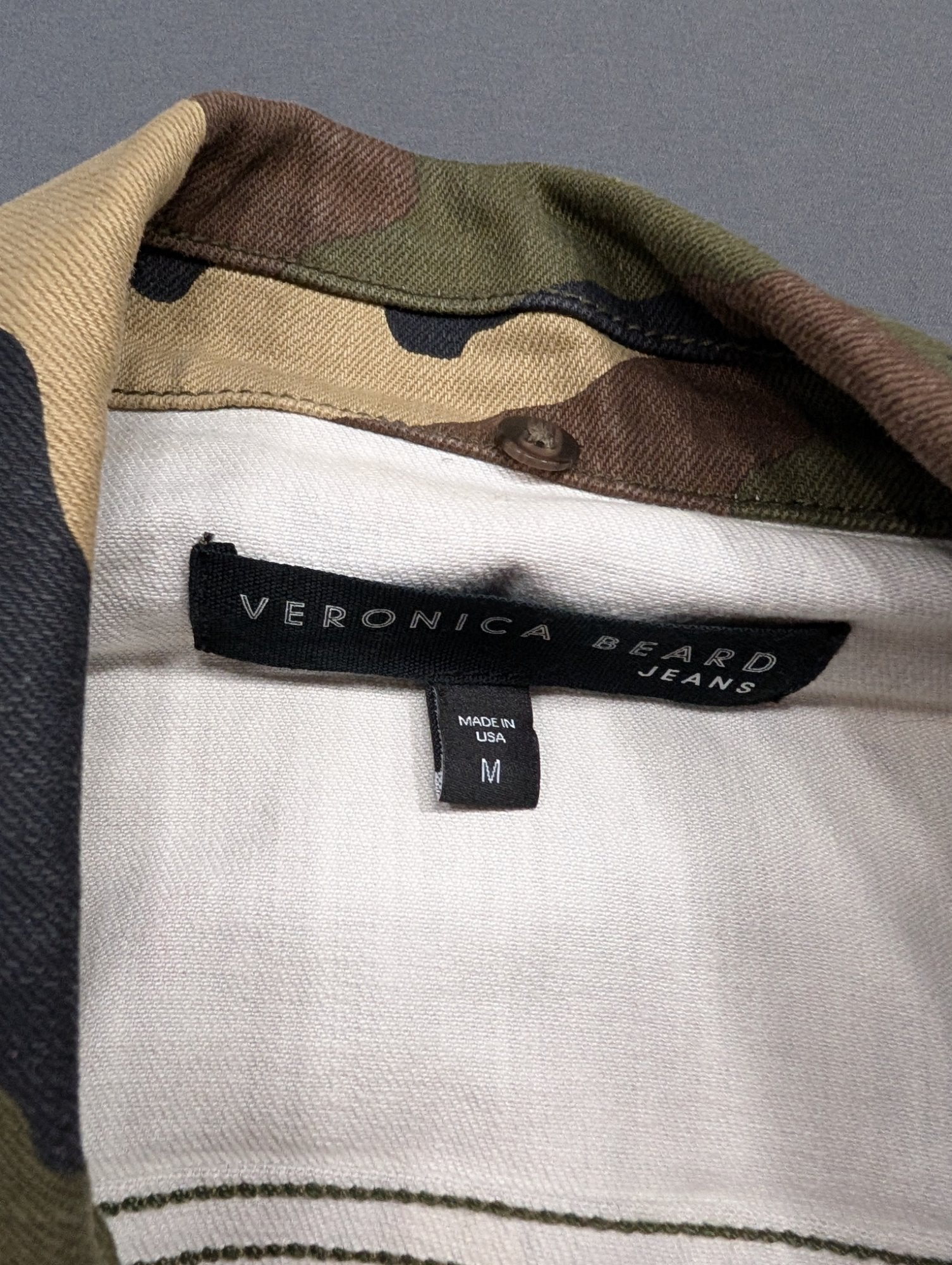 Veronica Beard Jeans Camo Cropped Jacket Size M Raw Hem