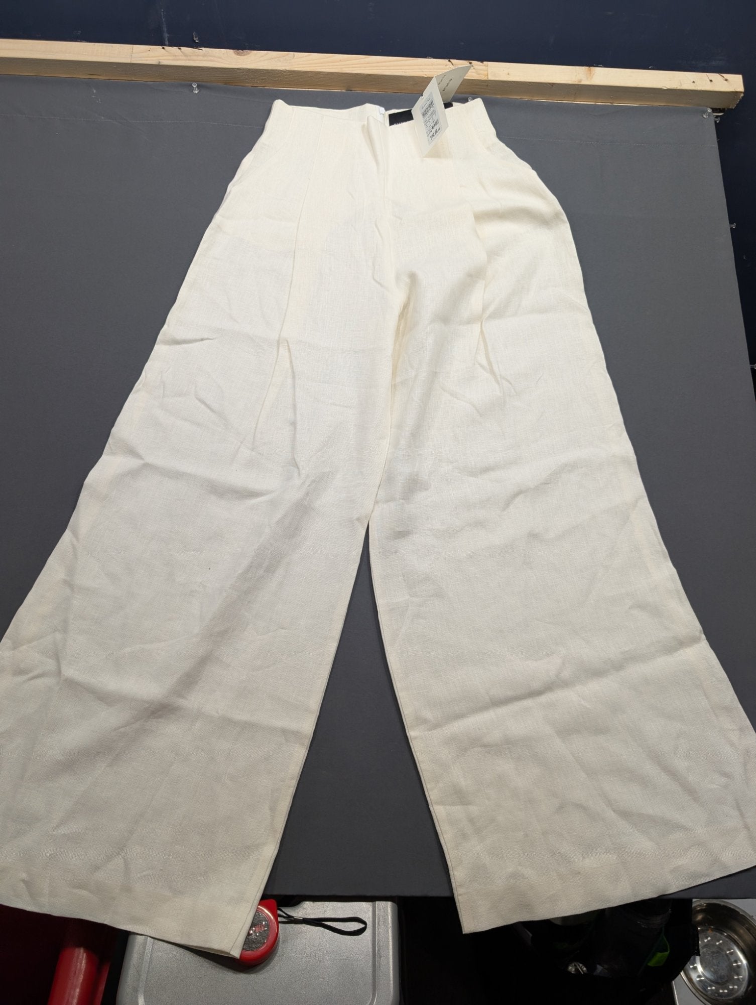 Massimo Dutti Wide-Leg Linen Trousers Ivory Size 40 EU / 8 US NWT