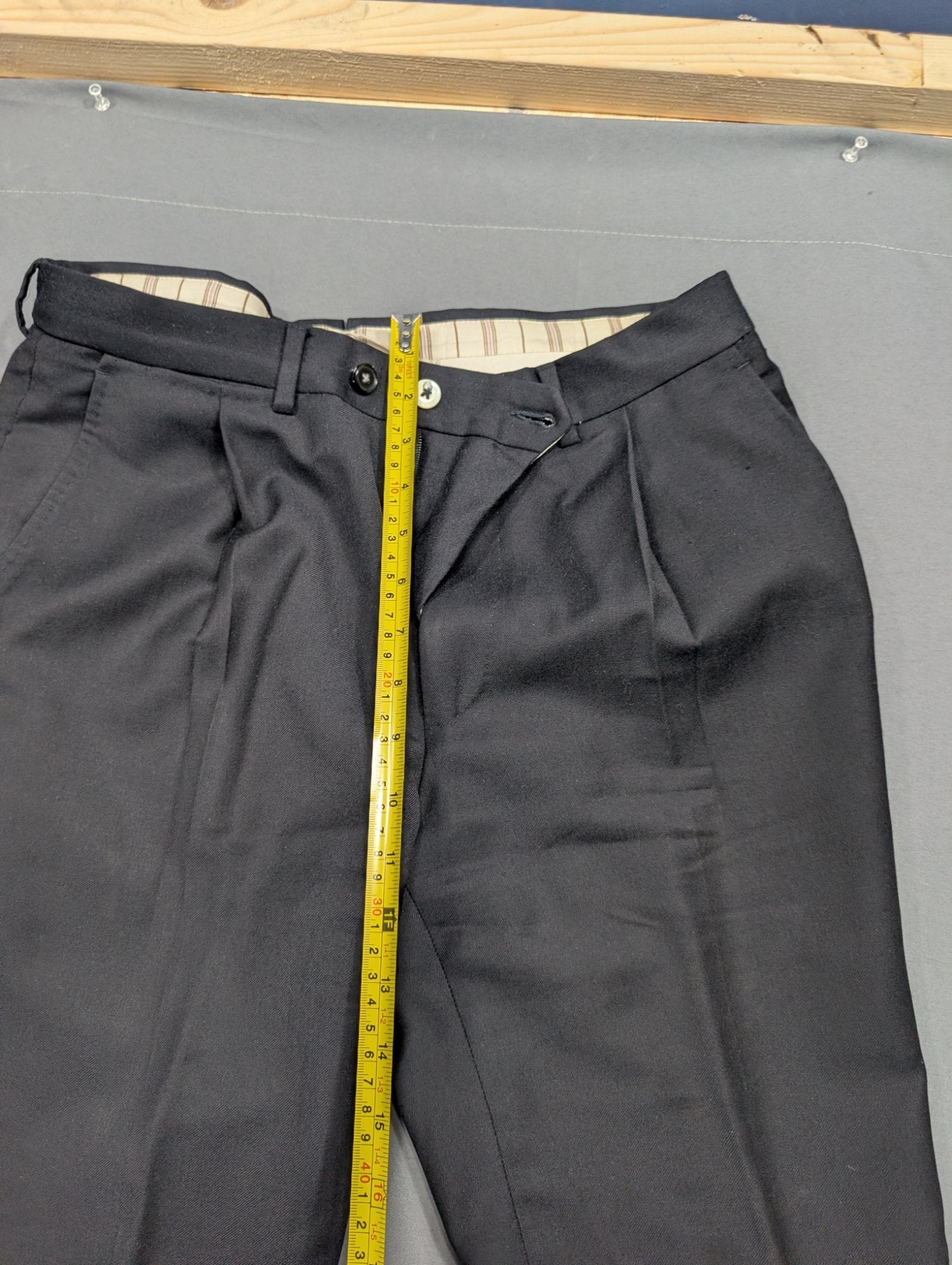 Italian Wool Dress Trousers 46C Dark Charcoal Pleated Suit Pants