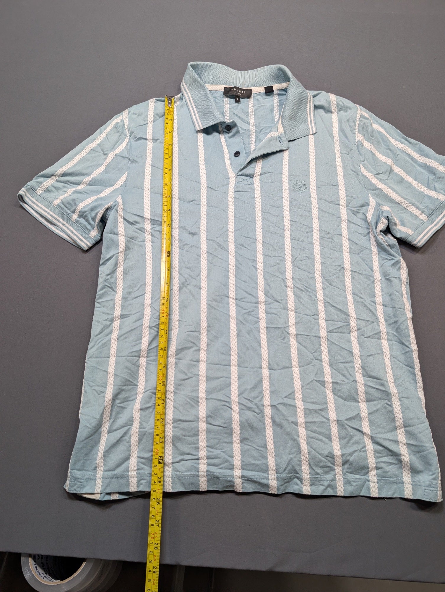 Ted Baker London Men's Striped Polo Shirt Size 3 Light Blue White