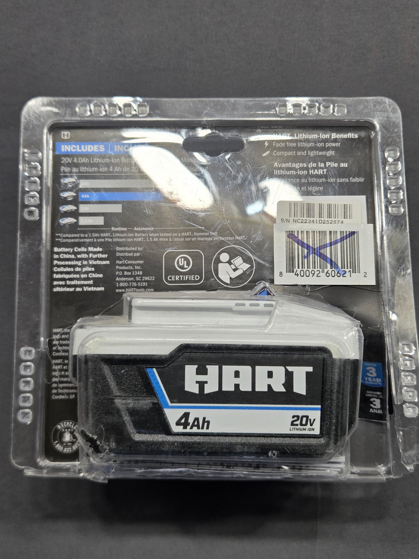 HART 20V 4.0Ah Lithium-Ion Battery HP813CA 20-Volt Li-Ion Power Tool