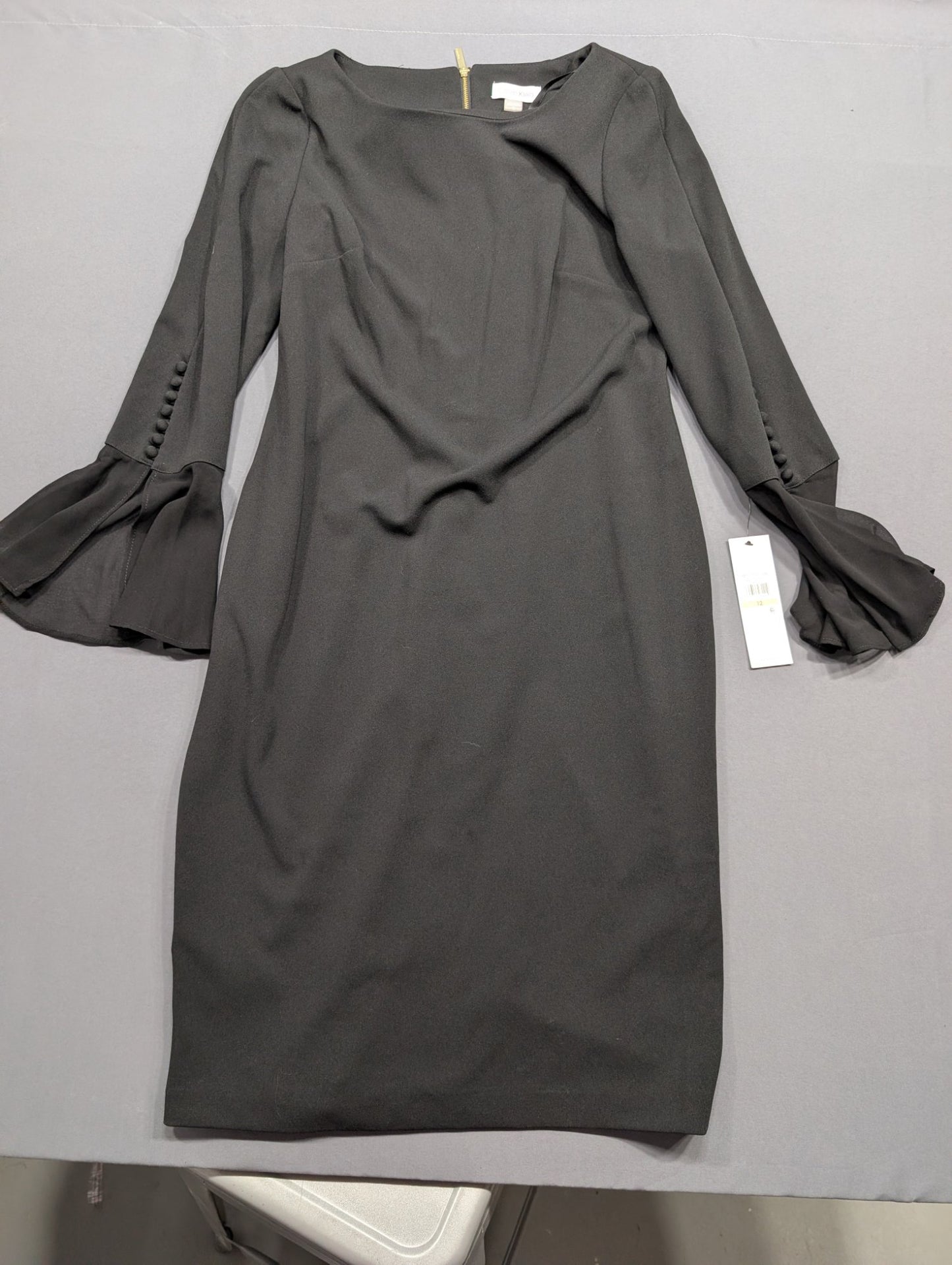 Calvin Klein Black Bell Sleeve Sheath Dress Size 12 NWT