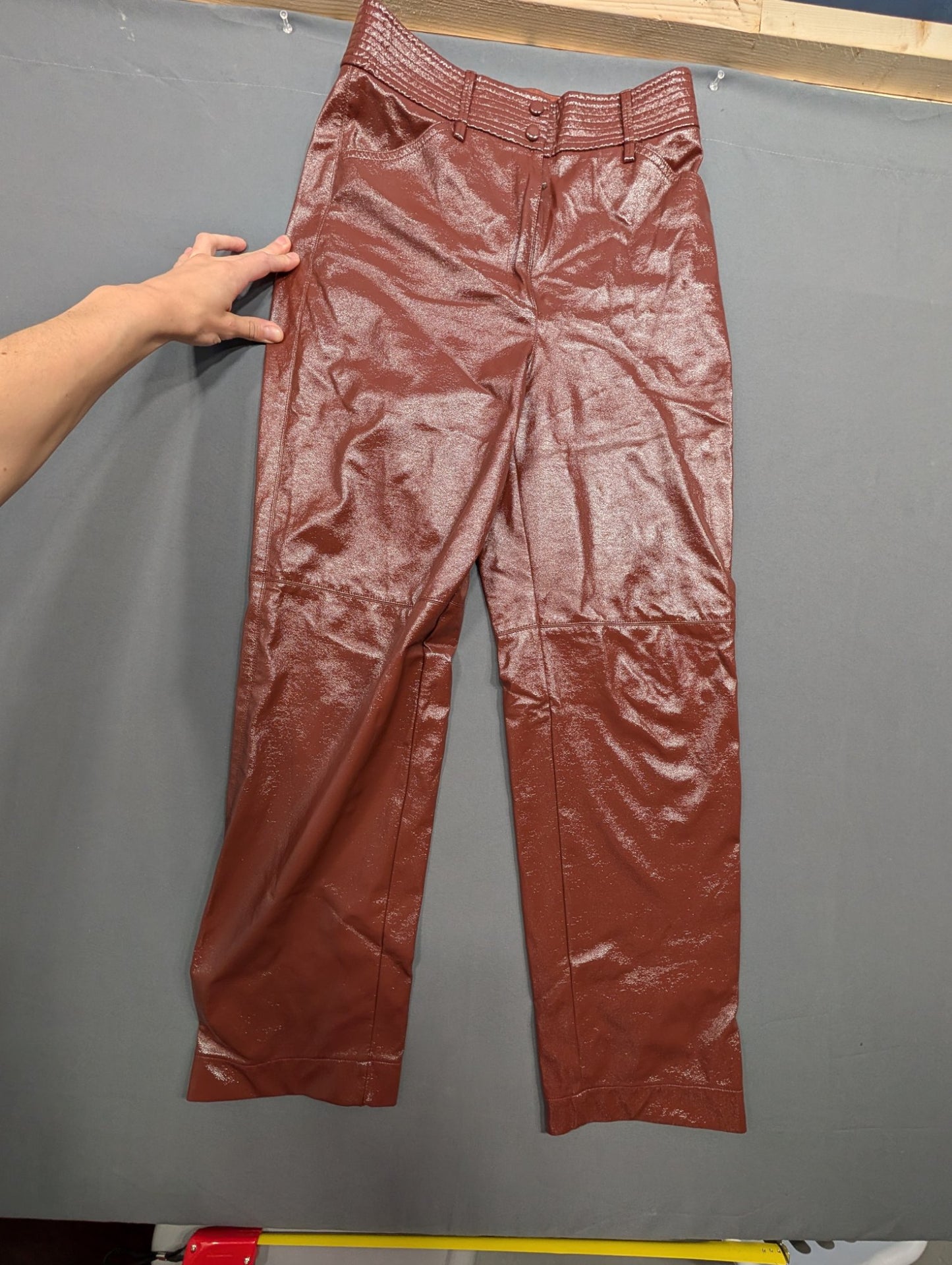 Wilfred Faux Leather High-Rise Pants Brown Size S Vegan