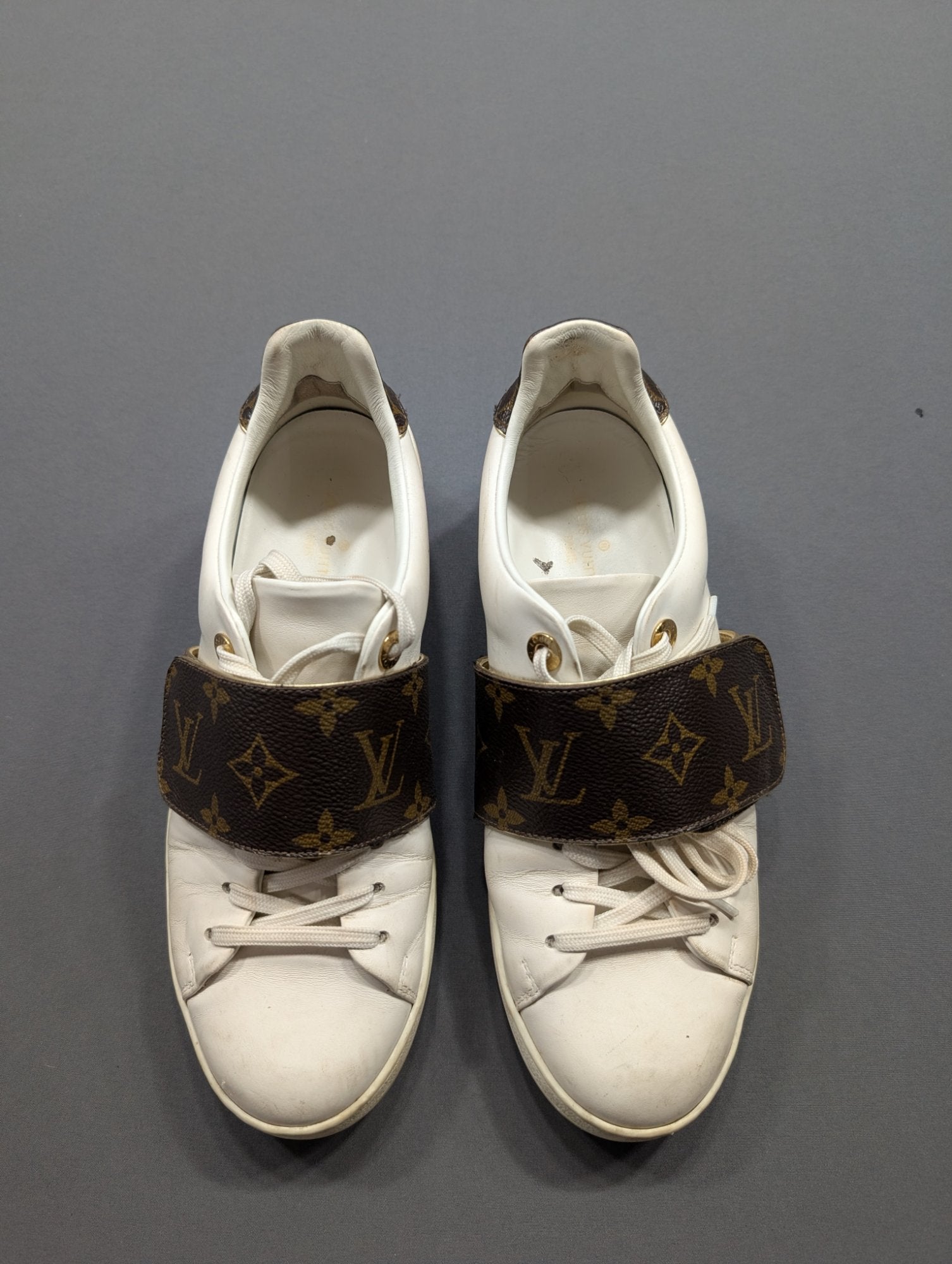Louis Vuitton Frontrow Sneaker White Monogram Strap Women's