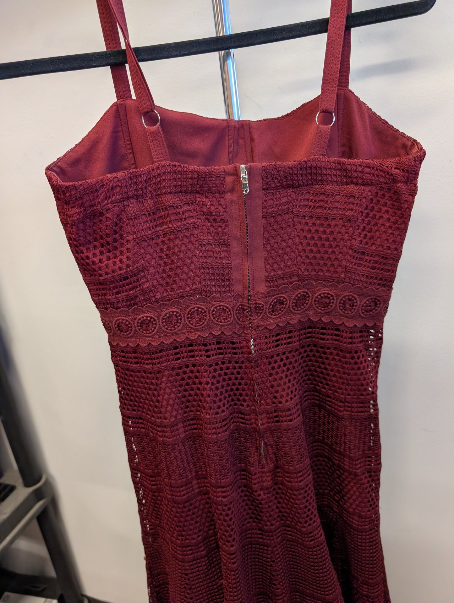 Sandro Paris Burgundy Lace Dress, Size 36