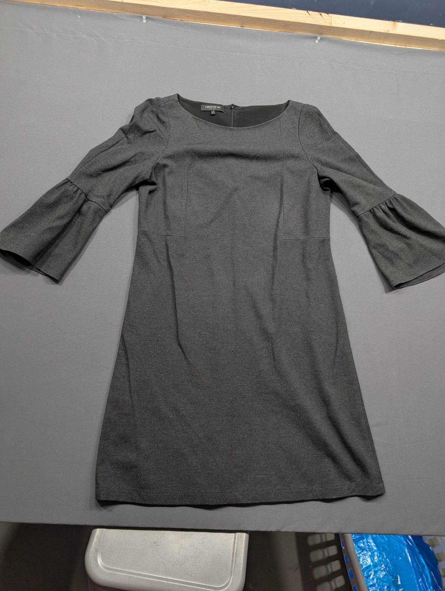 Lafayette 148 NY Gray Bell Sleeve Shift Dress Size S