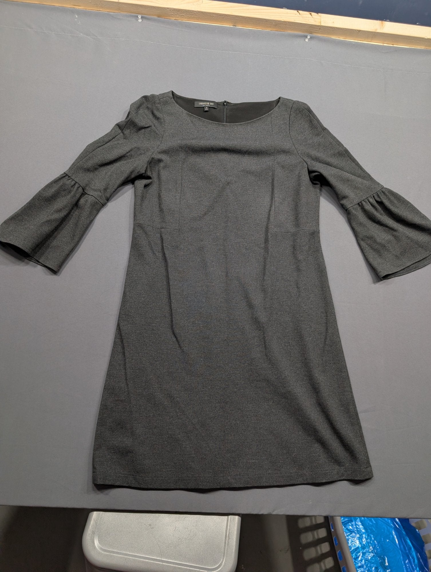 Lafayette 148 NY Gray Bell Sleeve Shift Dress Size S