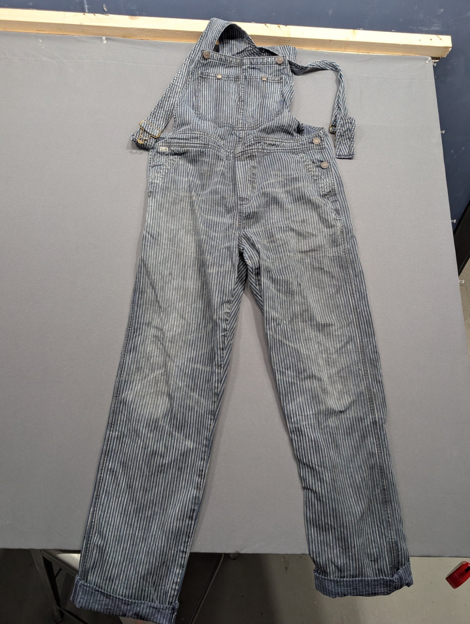 Citizens of Humanity Striped Denim Overalls Hickory Stripe