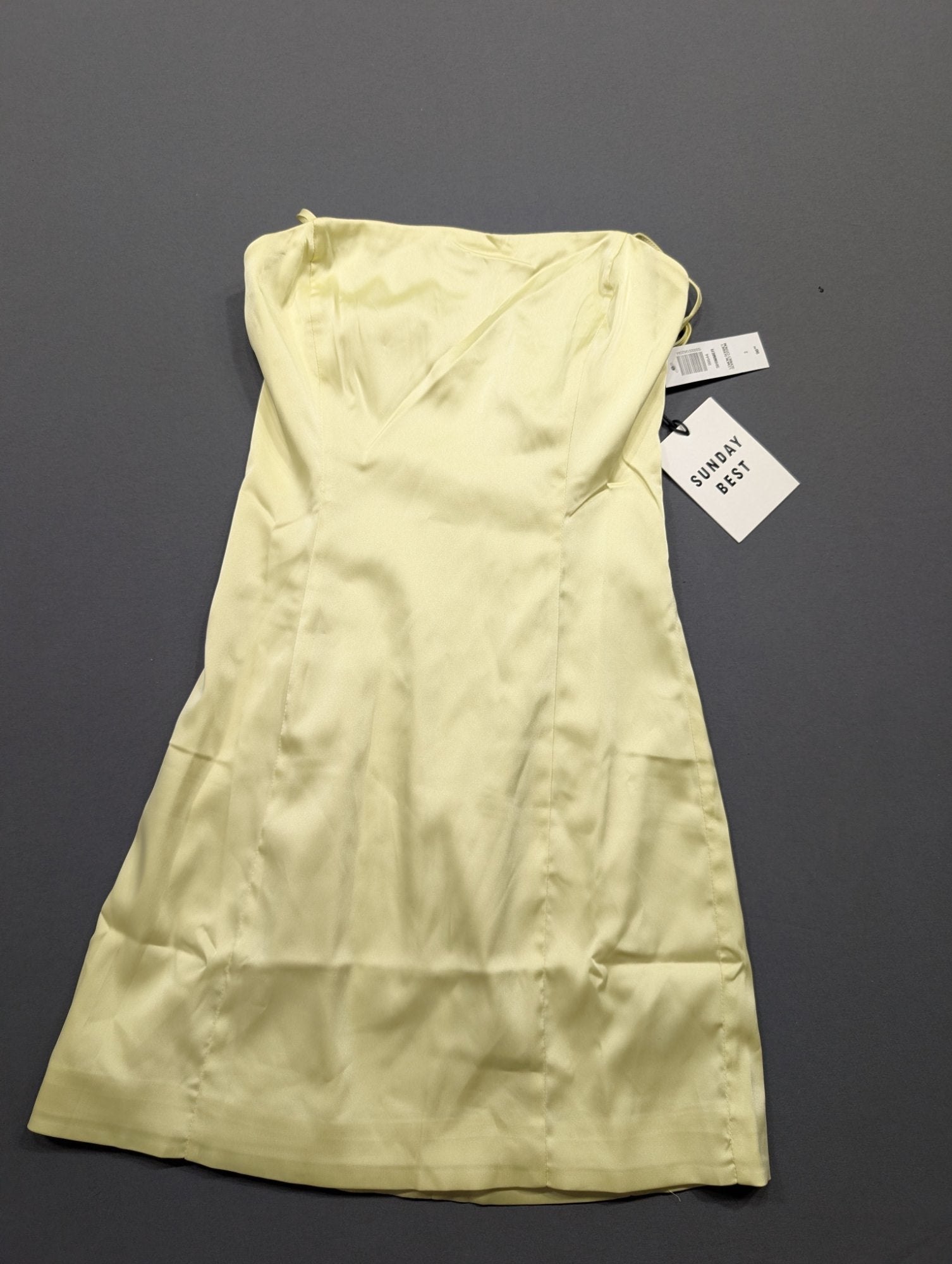 Sunday Best Satin Strapless Mini Dress Yellow Size 2 NWT