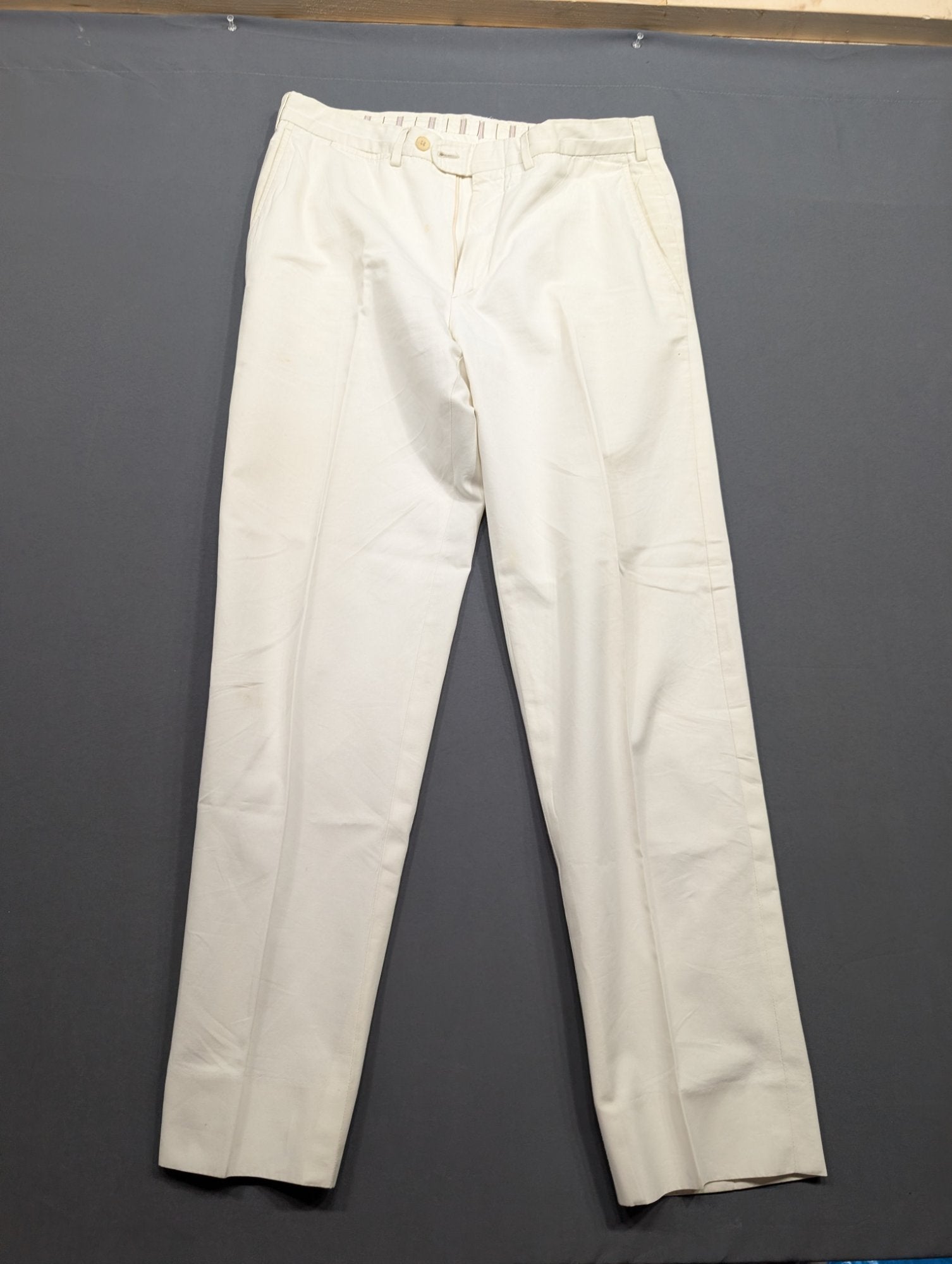 Ermenegildo Zegna Su Misura Cotton Dress Trousers Sz 48C Cream