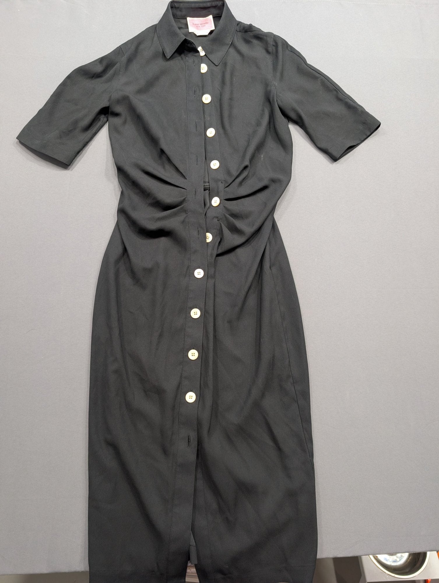 Kate Spade New York Black Button-Front Midi Shirtdress Size 00