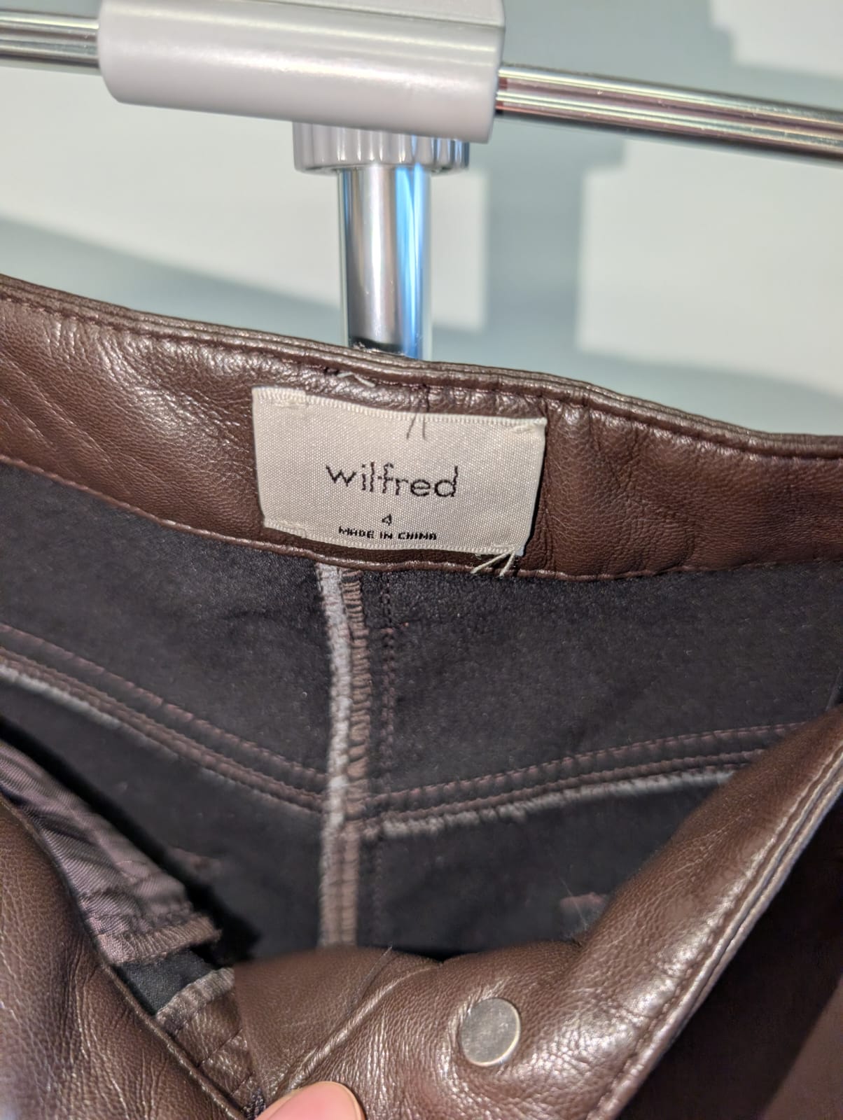 Wilfred Faux Leather Straight Leg Pants - Brown, Size 4