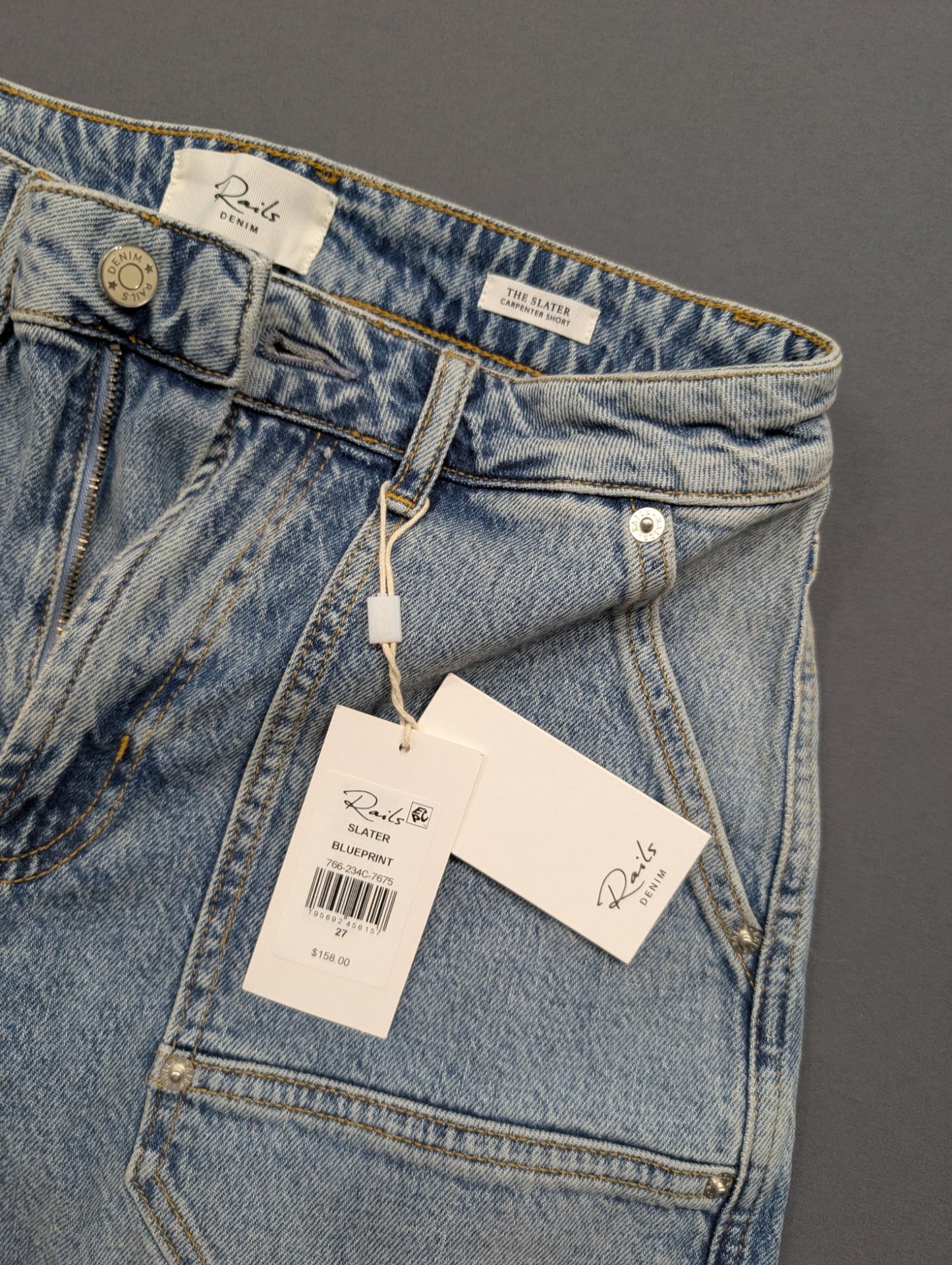 Rails Denim Slater Carpenter Short Blueprint Size 27 NWT