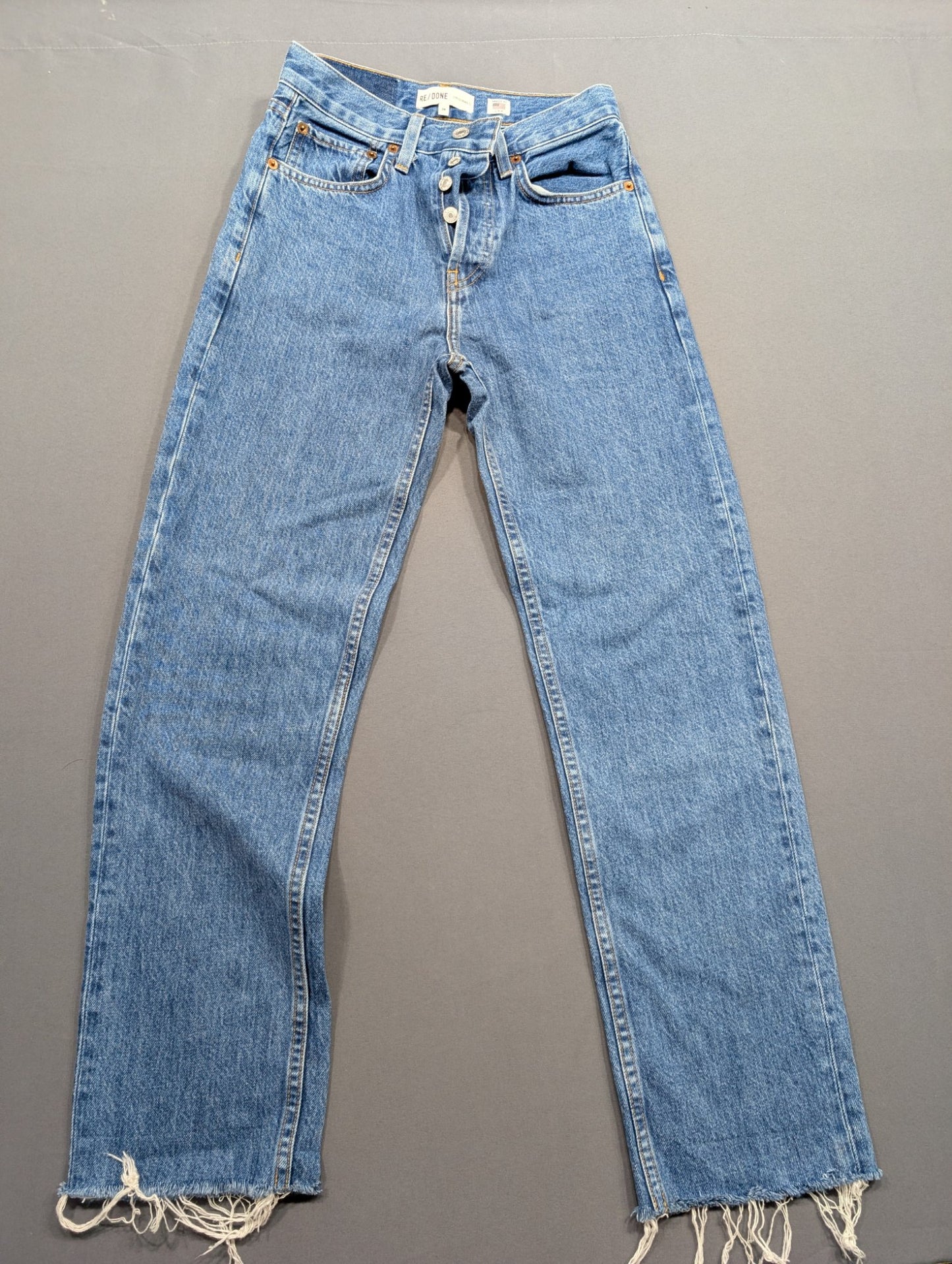 Re/Done Originals Women's Straight Leg Jeans Size 24 Medium Wash