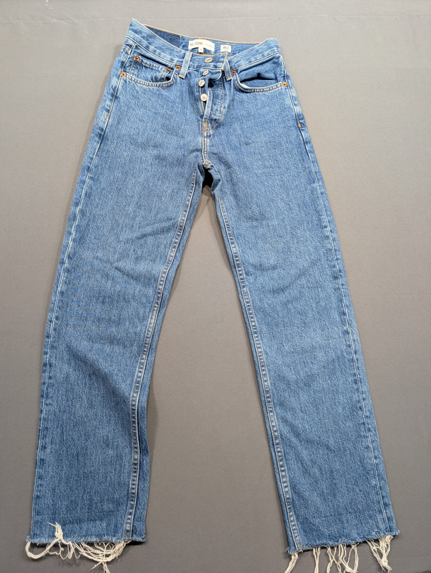 Re/Done Originals Women's Straight Leg Jeans Size 24 Medium Wash