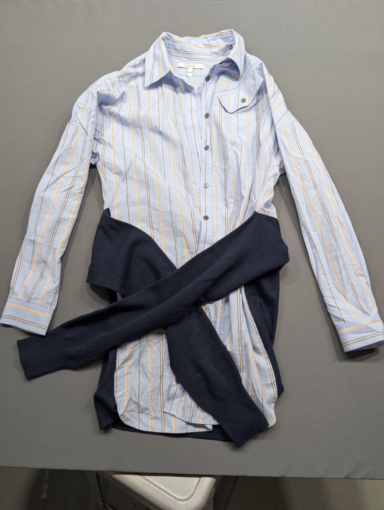 Derek Lam 10 Crosby Striped Button-Down Shirt Sz 6 Light Blue
