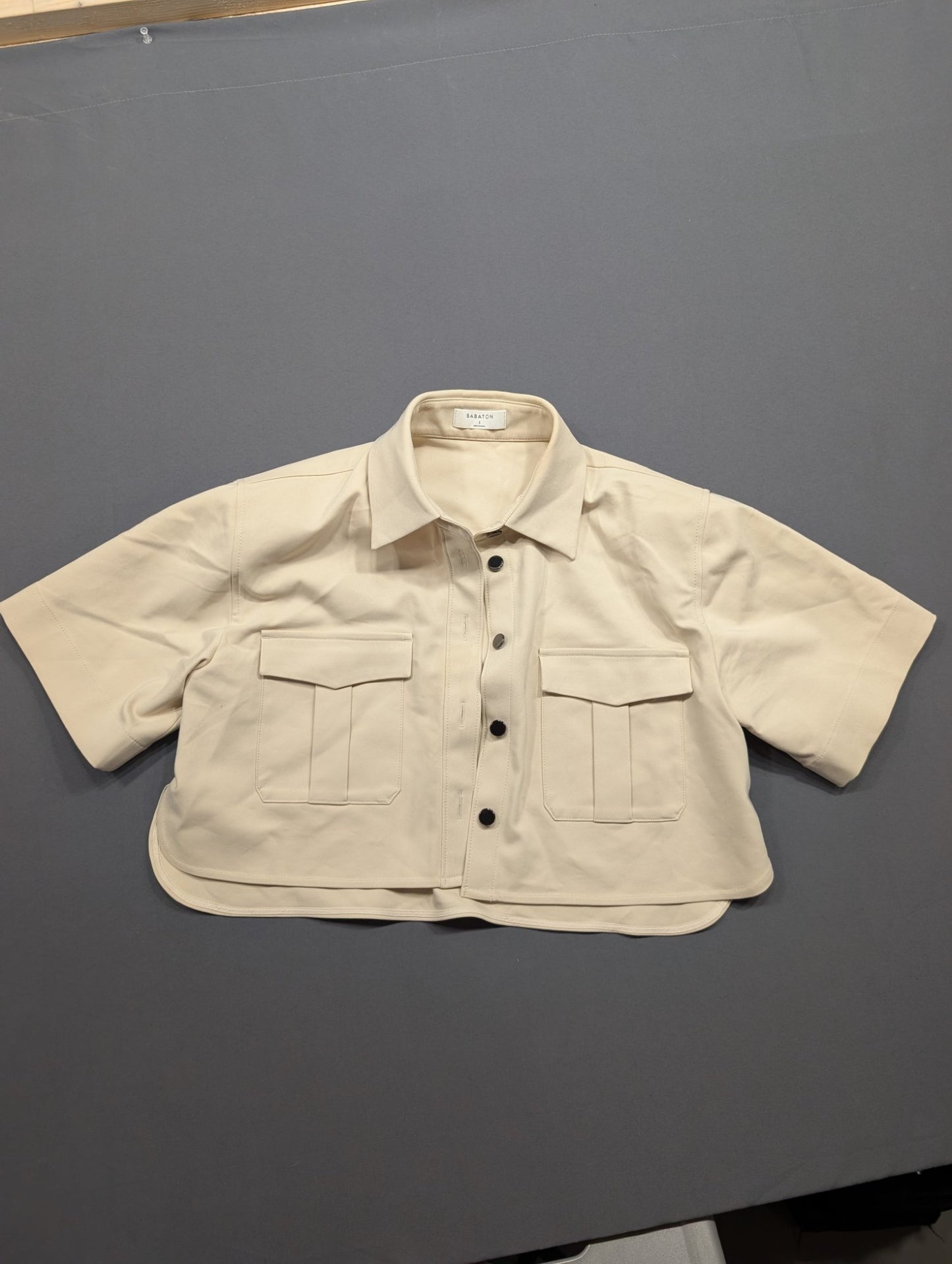 Babaton Cropped Utility Shirt Jacket Size S Beige Button-Up
