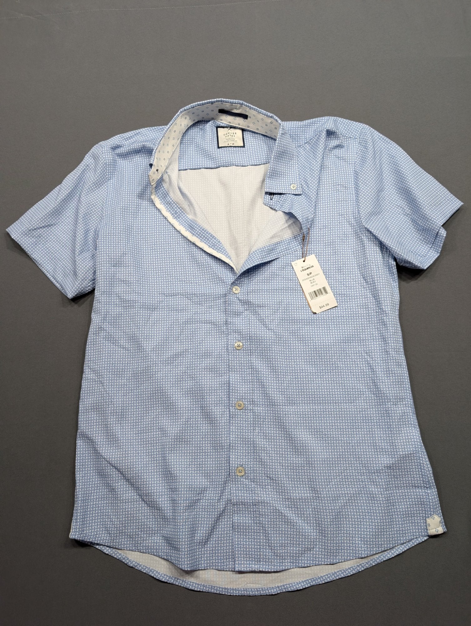 Denver Hayes Modern Fit S/P Short Sleeve Button Shirt Blue
