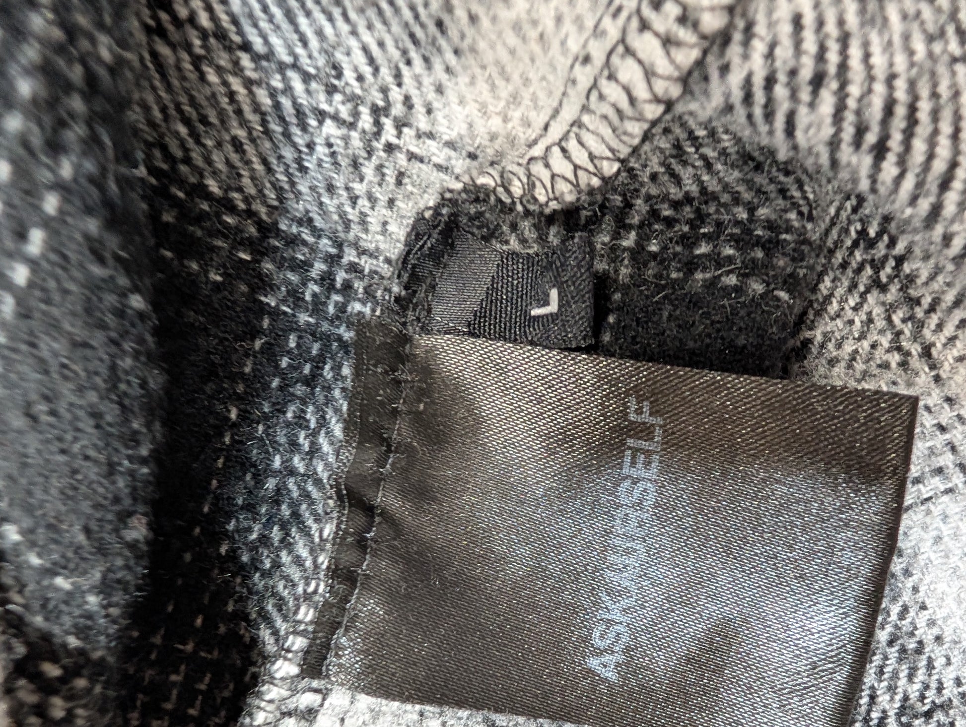 ASKYURSELF Plaid Flannel Zip-Up Short Sleeve Shirt Grey Black Size L