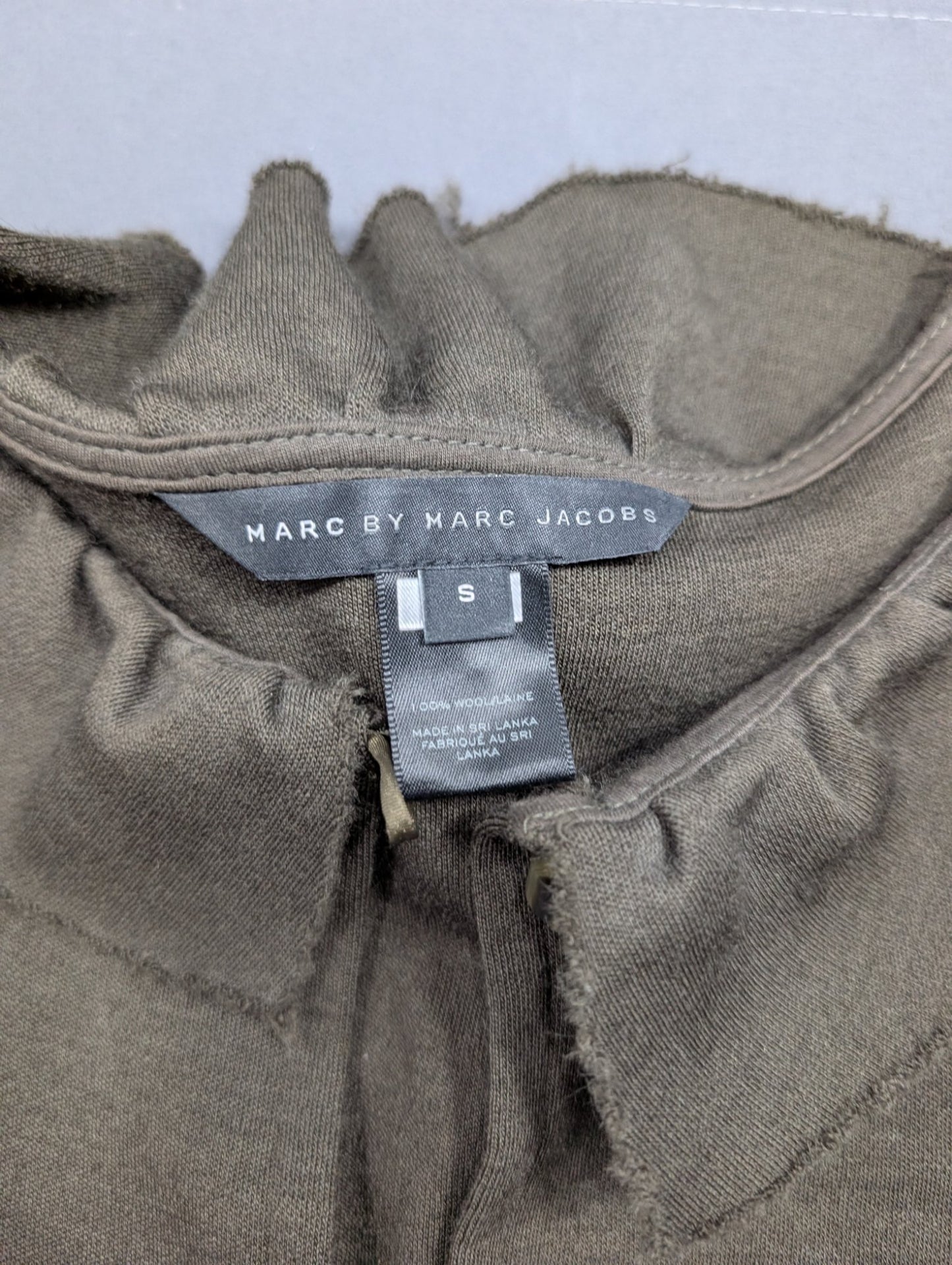 Marc by Marc Jacobs Wool Mini Dress Sz S Olive Ruffle Collar