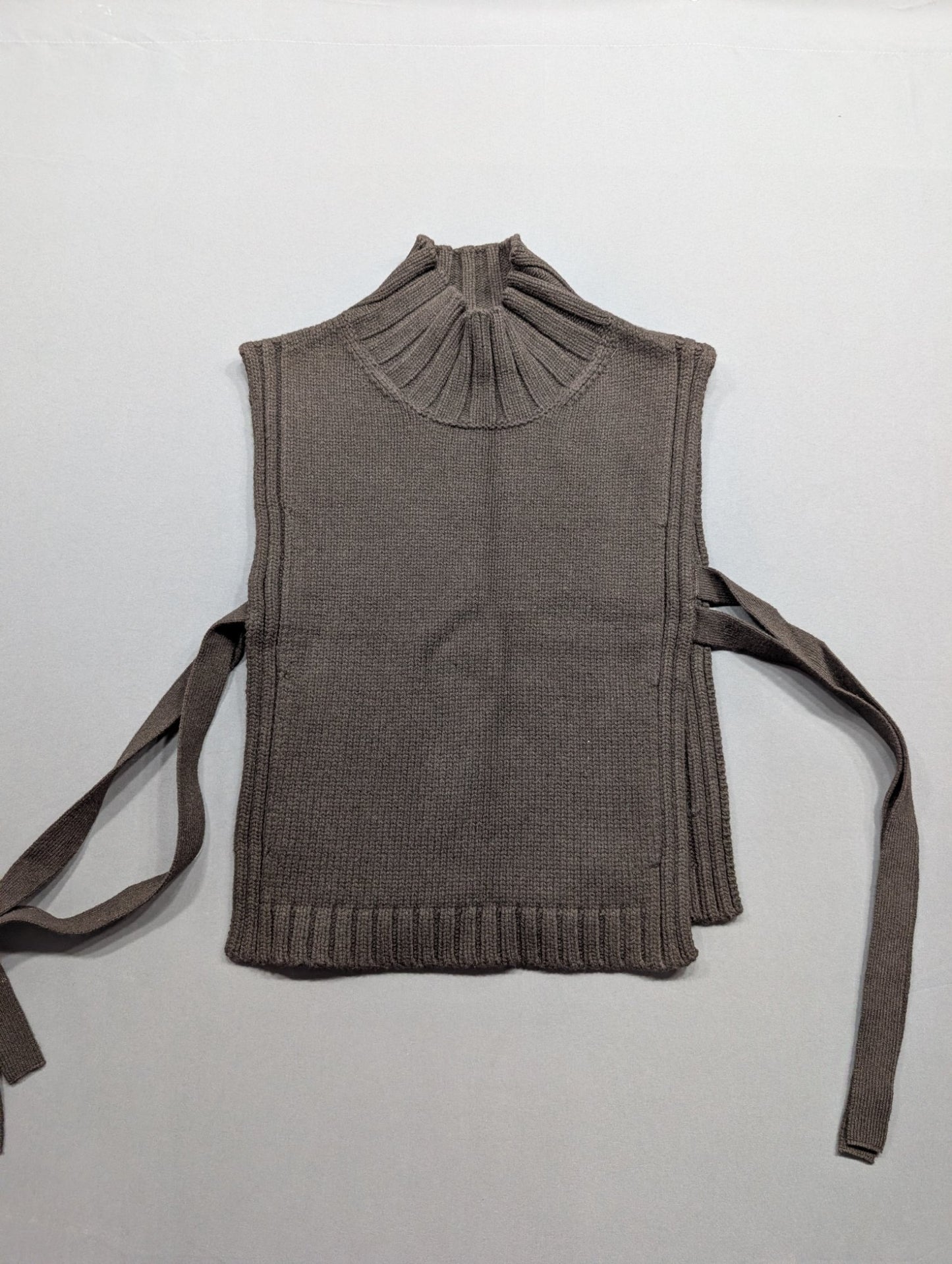 Soeur Paris Ribbed Knit Turtleneck Vest Top Side-Tie One Size