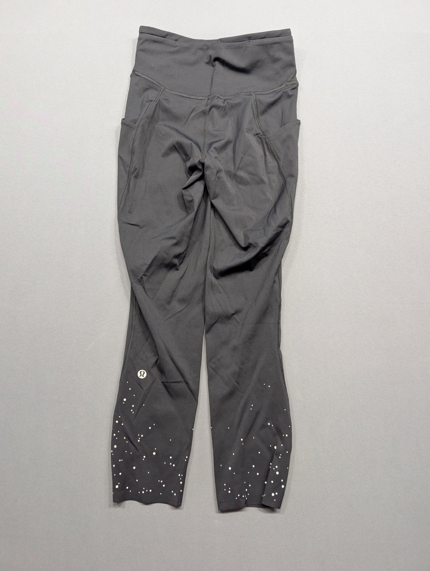 Lululemon Fast & Free HR Tight 7/8 Size 4 Grey Reflective Dot