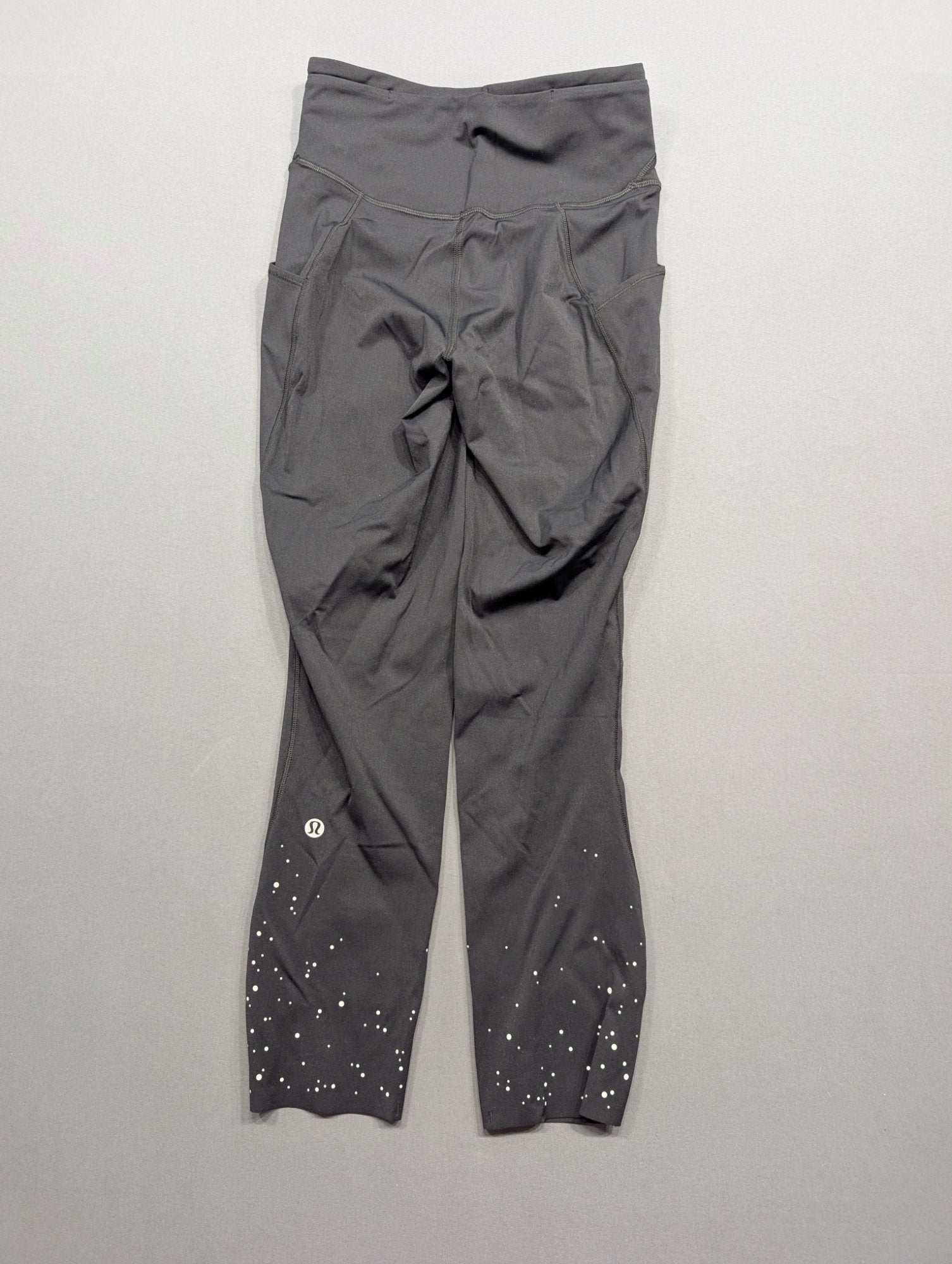 Lululemon Fast & Free HR Tight 7/8 Size 4 Grey Reflective Dot